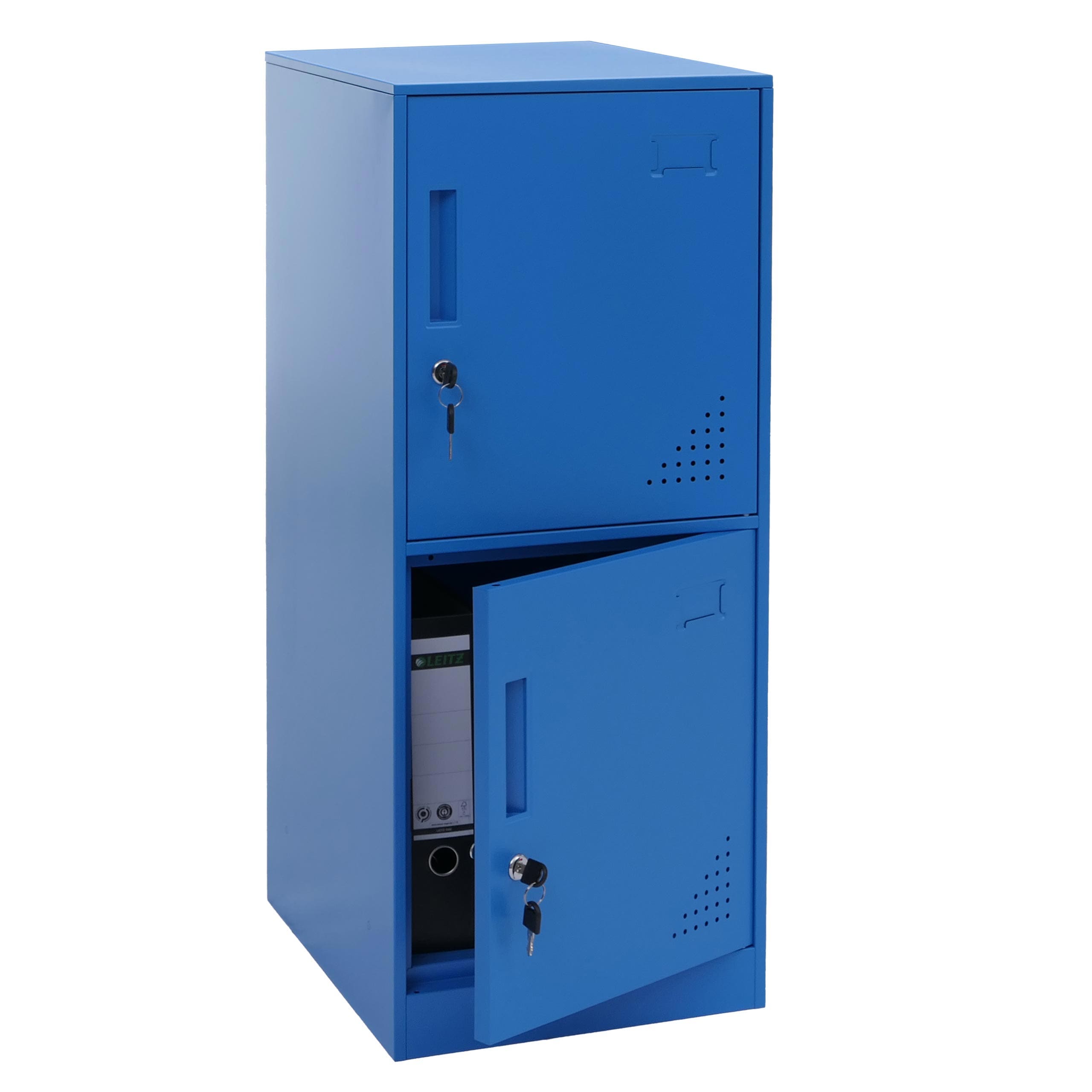 Spind MCW-P63, Schlie&szlig;fach Wertfachschrank Schlie&szlig;fachschrank 2 T&uuml;ren, 90x38x45cm Stahl ~ blau - Bild 1