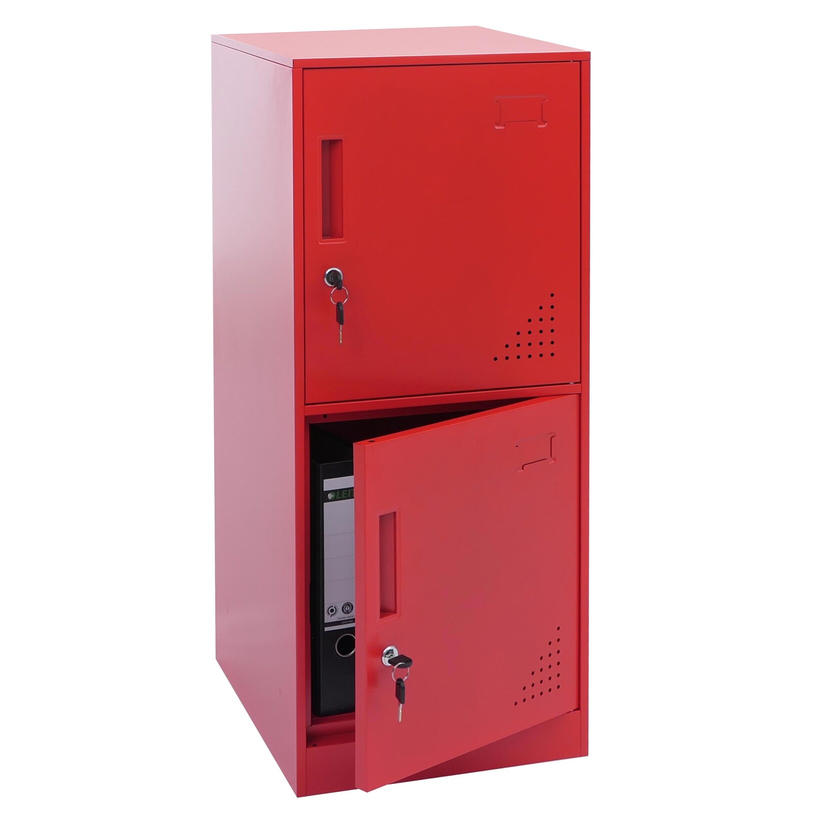 Spind MCW-P63, Schließfach Wertfachschrank Schließfachschrank 2 Türen, 90x38x45cm Stahl ~ rot