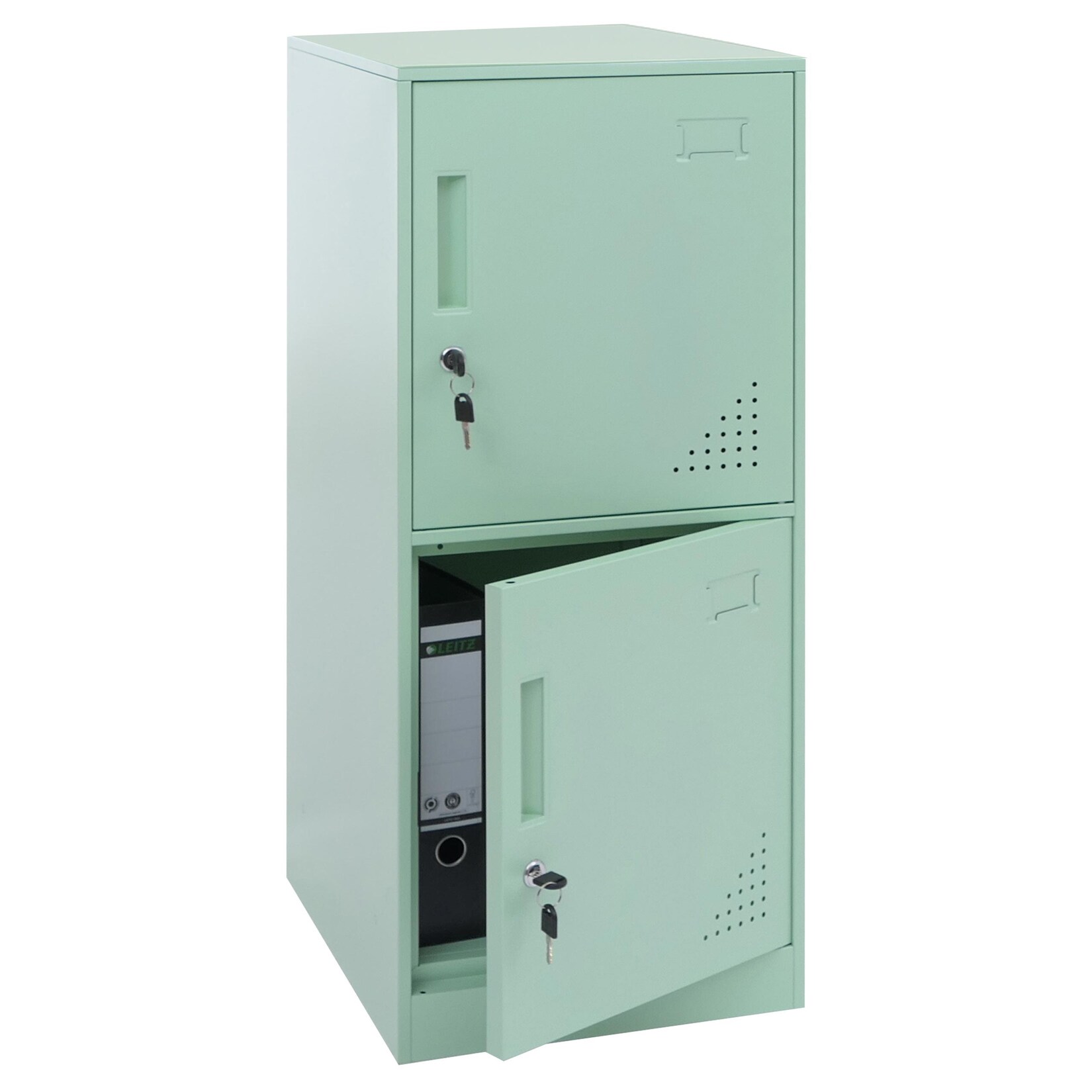 Spind MCW-P63, Schließfach Wertfachschrank Schließfachschrank 2 Türen, 90x38x45cm Stahl ~ mintgrün