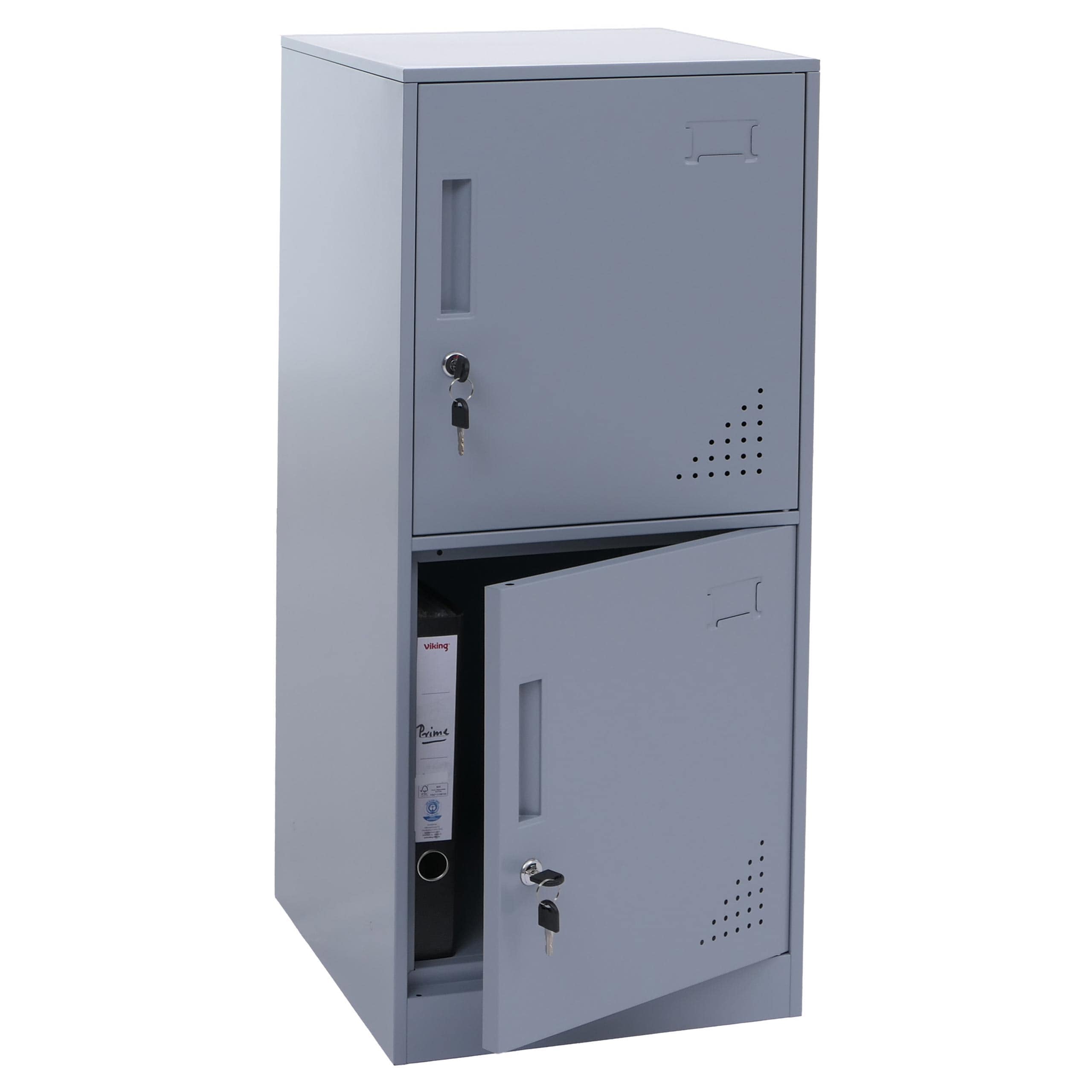 Spind MCW-P63, Schlie&szlig;fach Wertfachschrank Schlie&szlig;fachschrank 2 T&uuml;ren, 90x38x45cm Stahl ~ grau - Bild 1