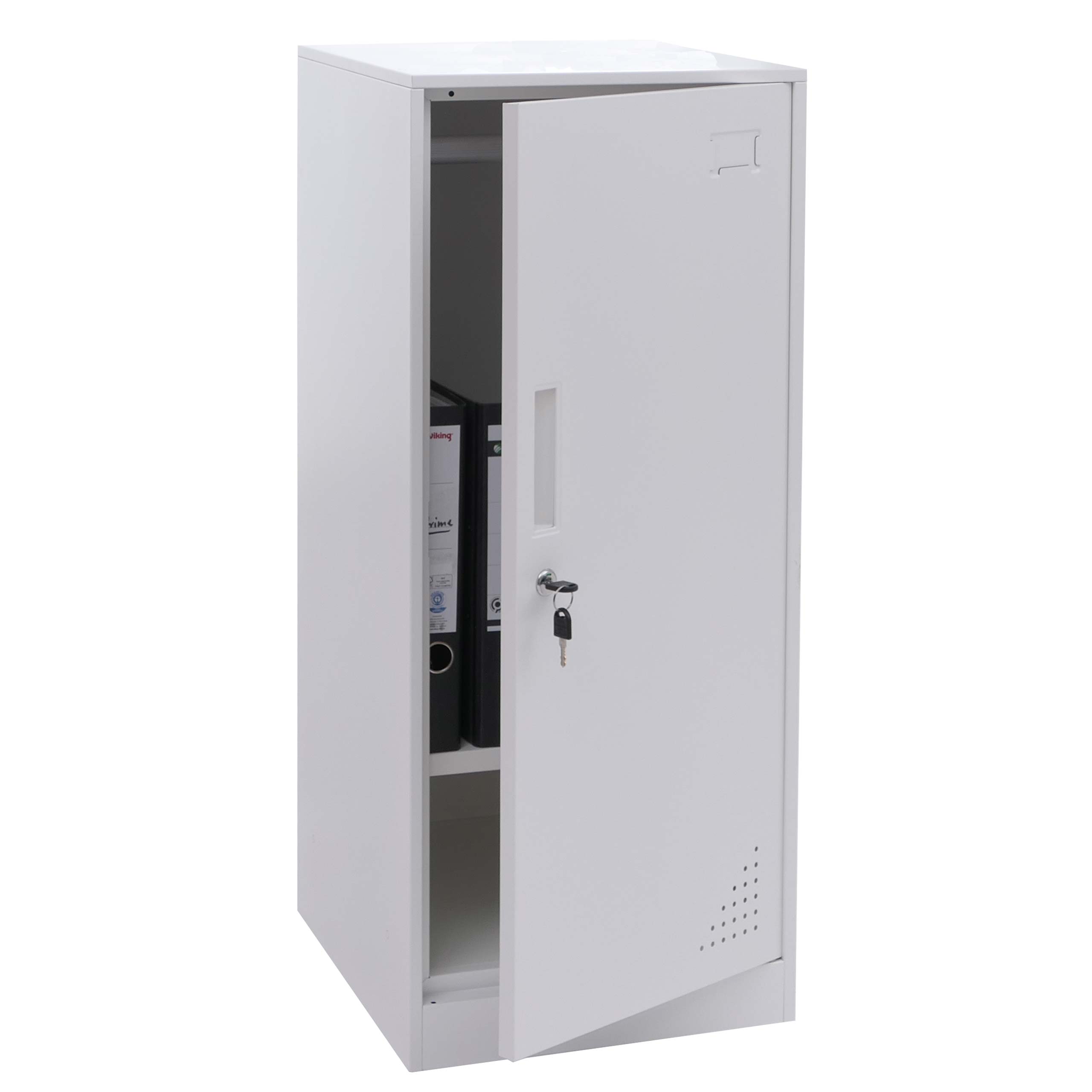 Spind MCW-P63, Schlie&szlig;fach Wertfachschrank Schlie&szlig;fachschrank T&uuml;r Kleiderstange, 90x38x45cm Stahl ~ wei&szlig; - Bild 1