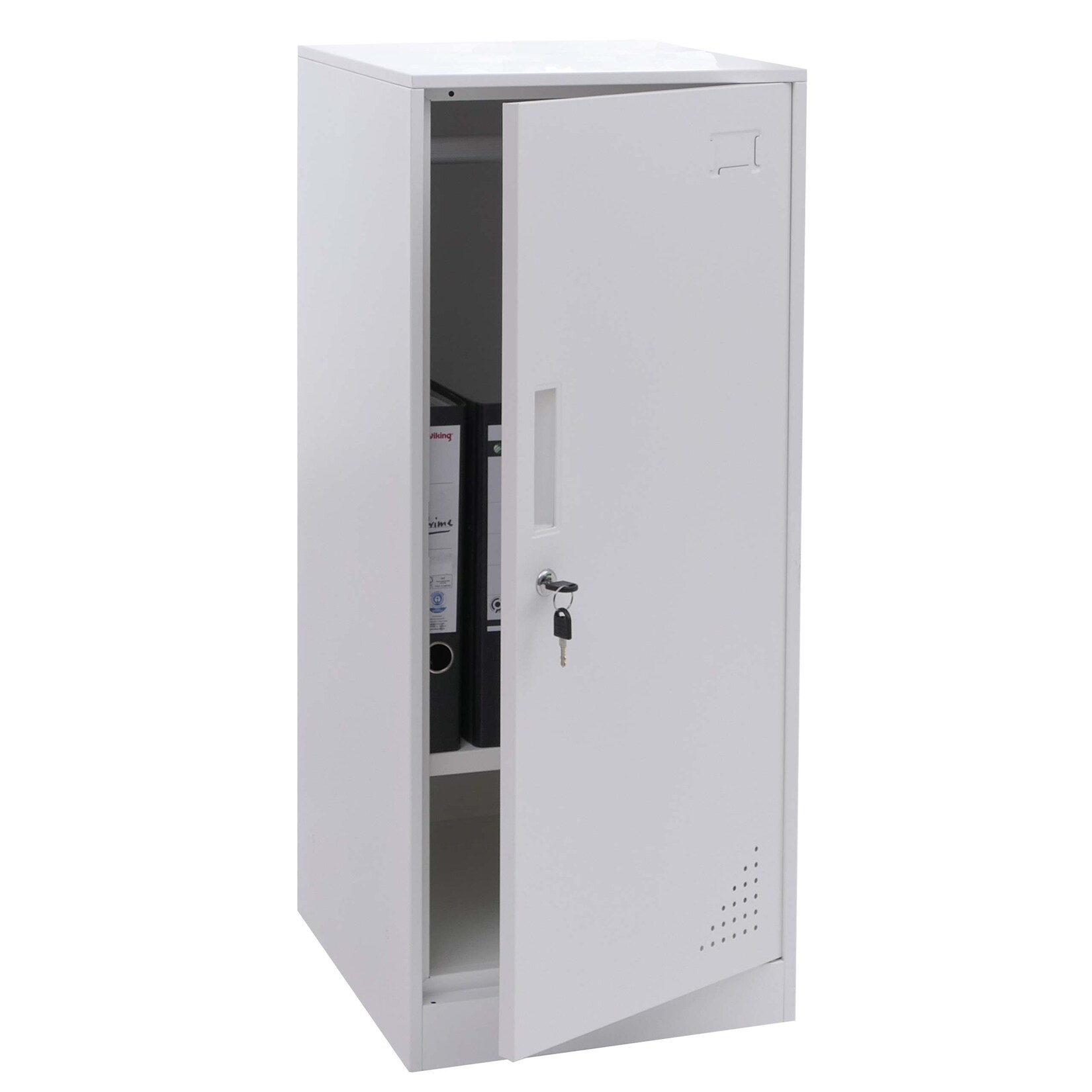 Spind MCW-P63, Schließfach Wertfachschrank Schließfachschrank Tür Kleiderstange, 90x38x45cm Stahl ~ weiß | 04057651803340