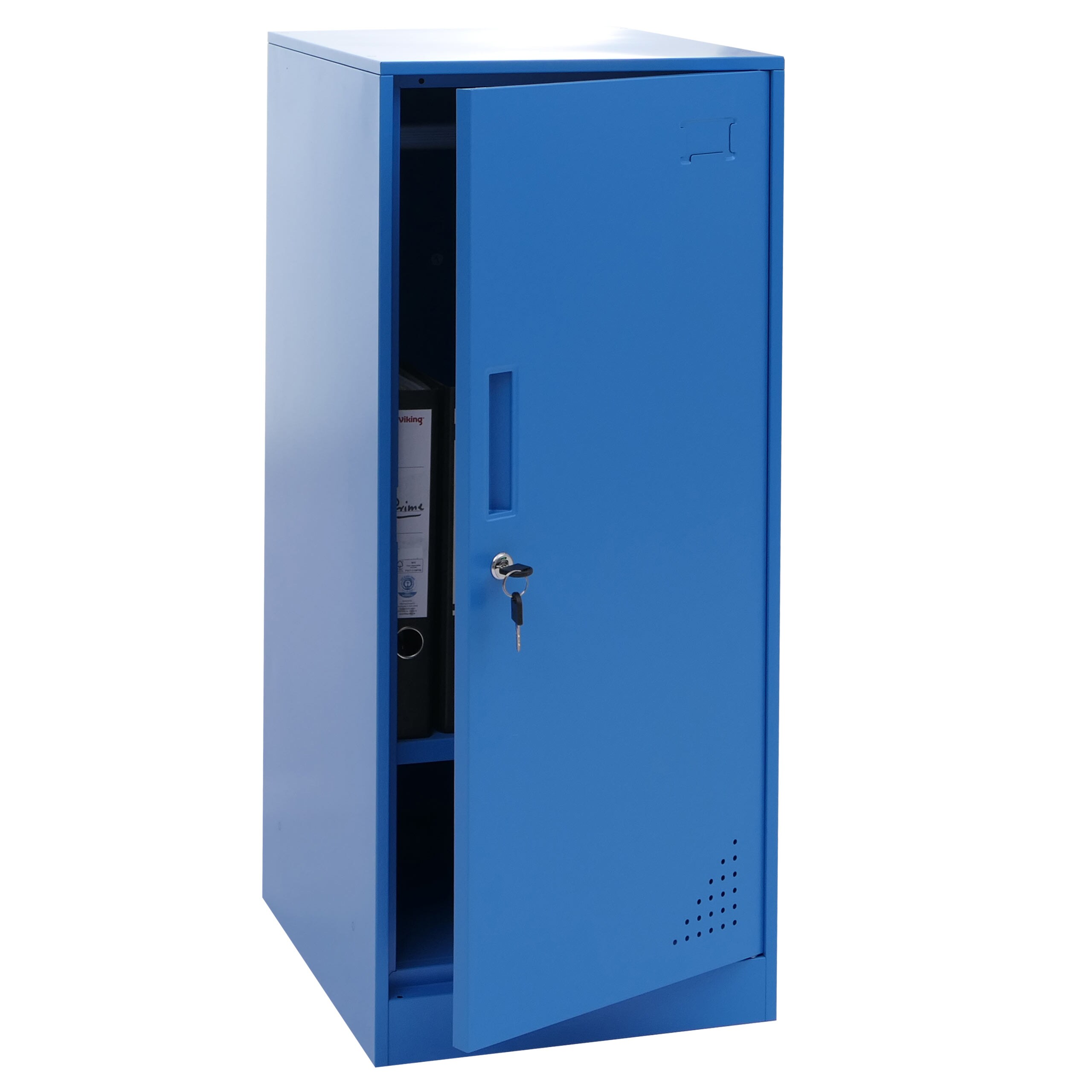 Spind MCW-P63, Schlie&szlig;fach Wertfachschrank Schlie&szlig;fachschrank T&uuml;r Kleiderstange, 90x38x45cm Stahl ~ blau - Bild 1