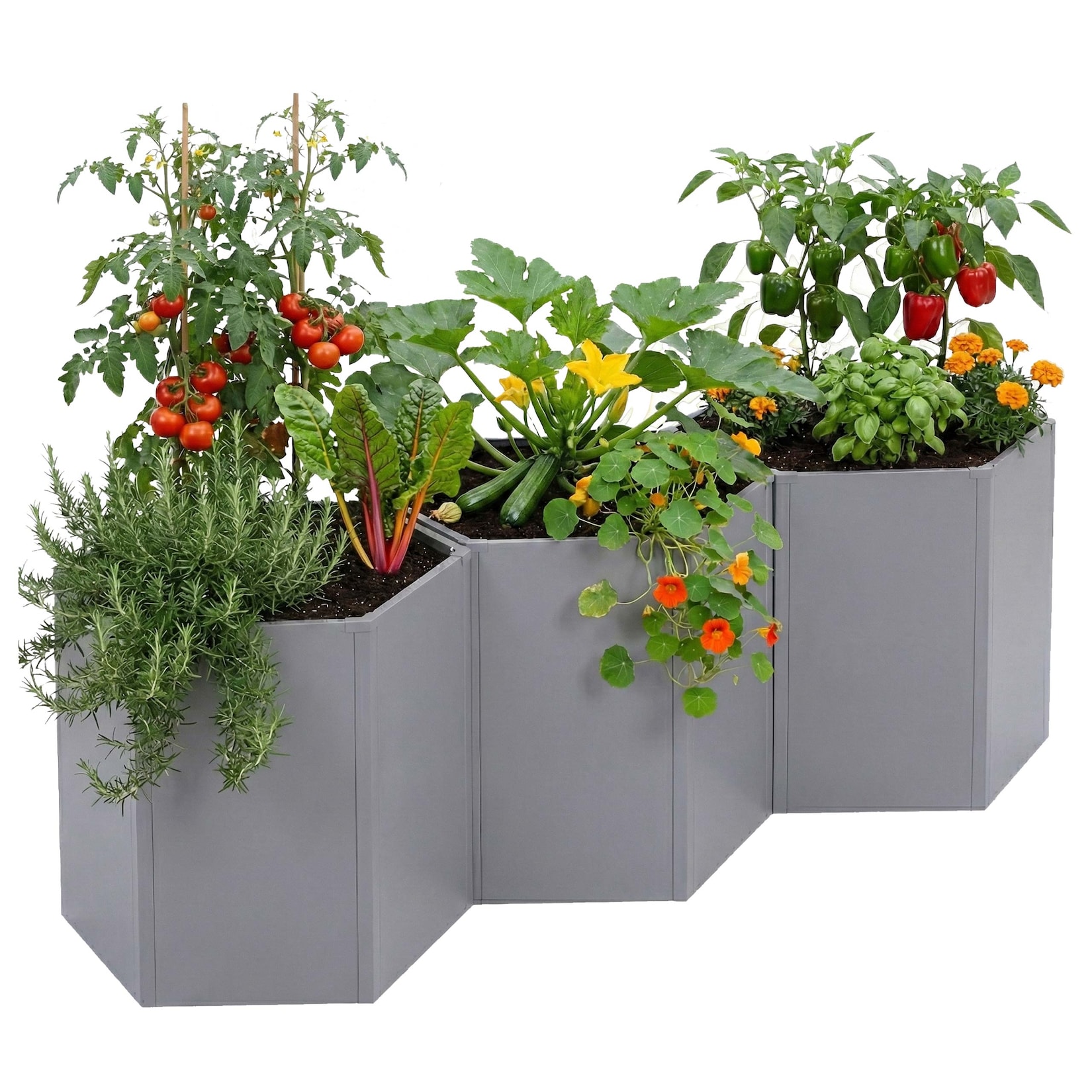 3er-Set Hochbeet MCW-P64, Metallhochbeet Gemüse-/Pflanzbeet Blumenkasten Pflanzkübel Stahl 77x264x100cm ~ grau