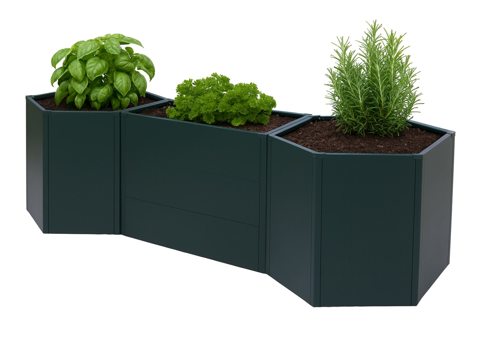 3er-Set Hochbeet MCW-P64, Metallhochbeet Gemüse-/Pflanzbeet Blumenkasten Pflanzkübel Stahl 77x286x88cm ~ grün