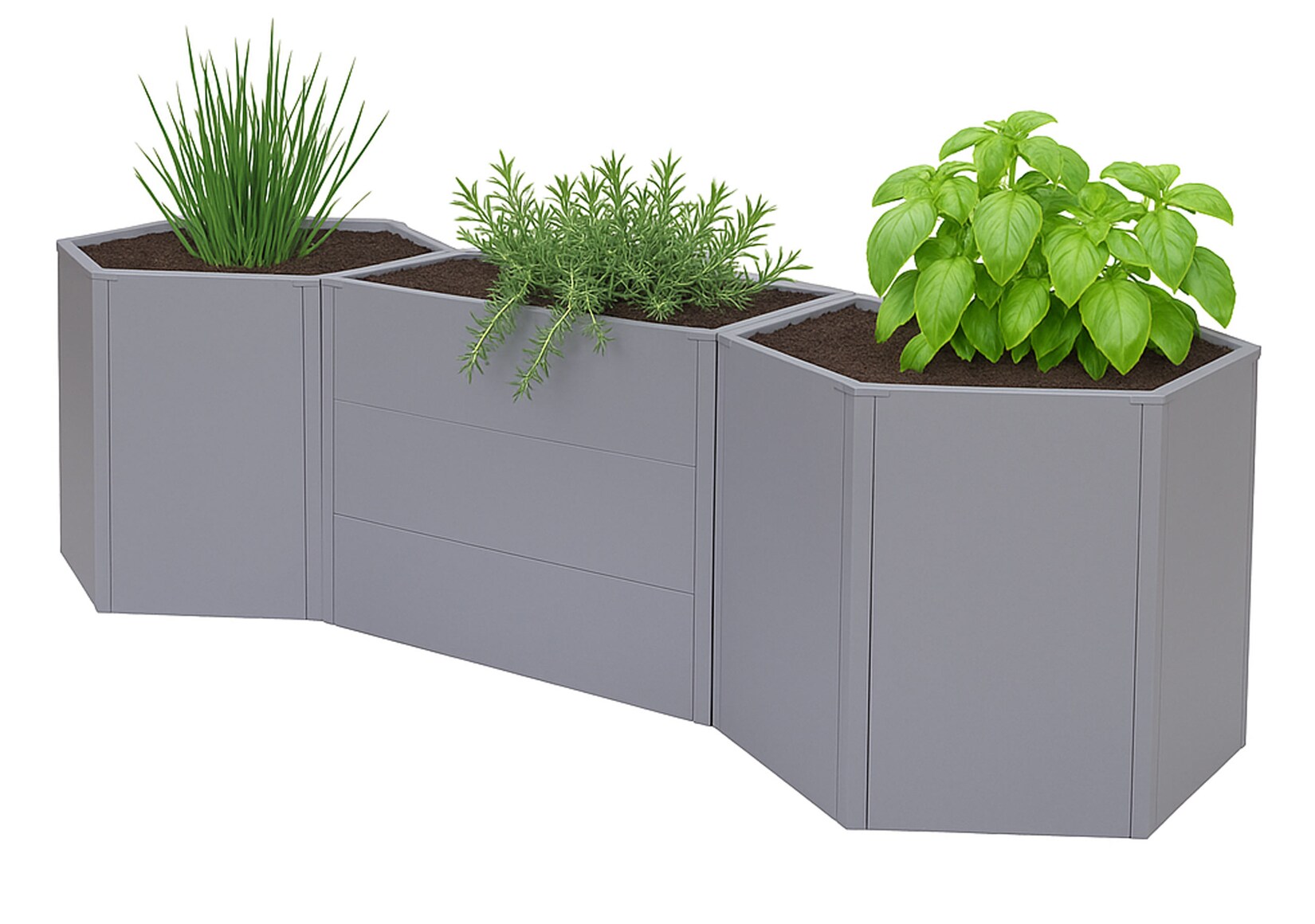 3er-Set Hochbeet MCW-P64, Metallhochbeet Gemüse-/Pflanzbeet Blumenkasten Pflanzkübel Stahl 77x286x88cm ~ grau