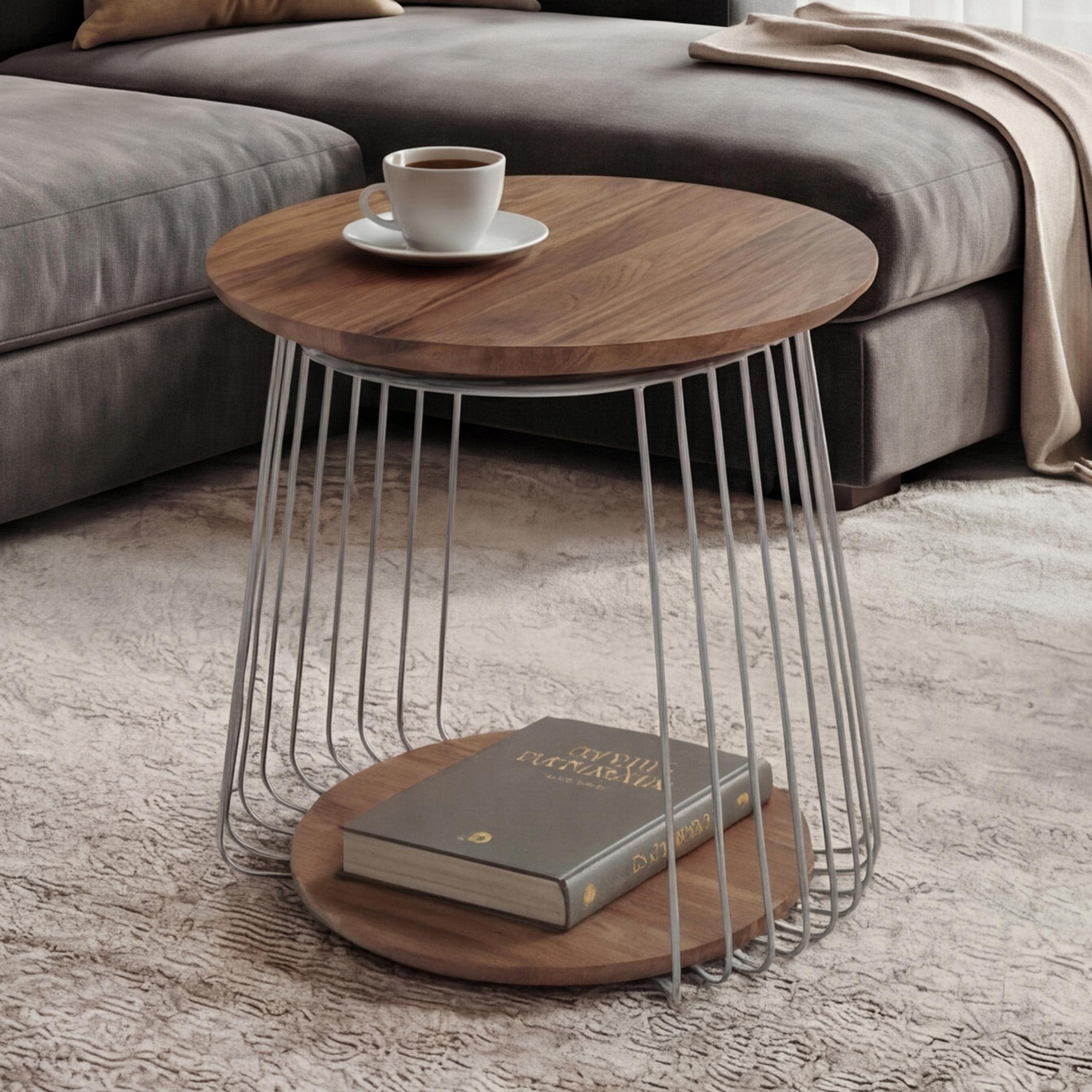 MCA Couchtisch MCW-P60, Beistelltisch Kaffeetisch Loungetisch, Metall MDF rund &Oslash; 50cm ~ braun - Bild 1