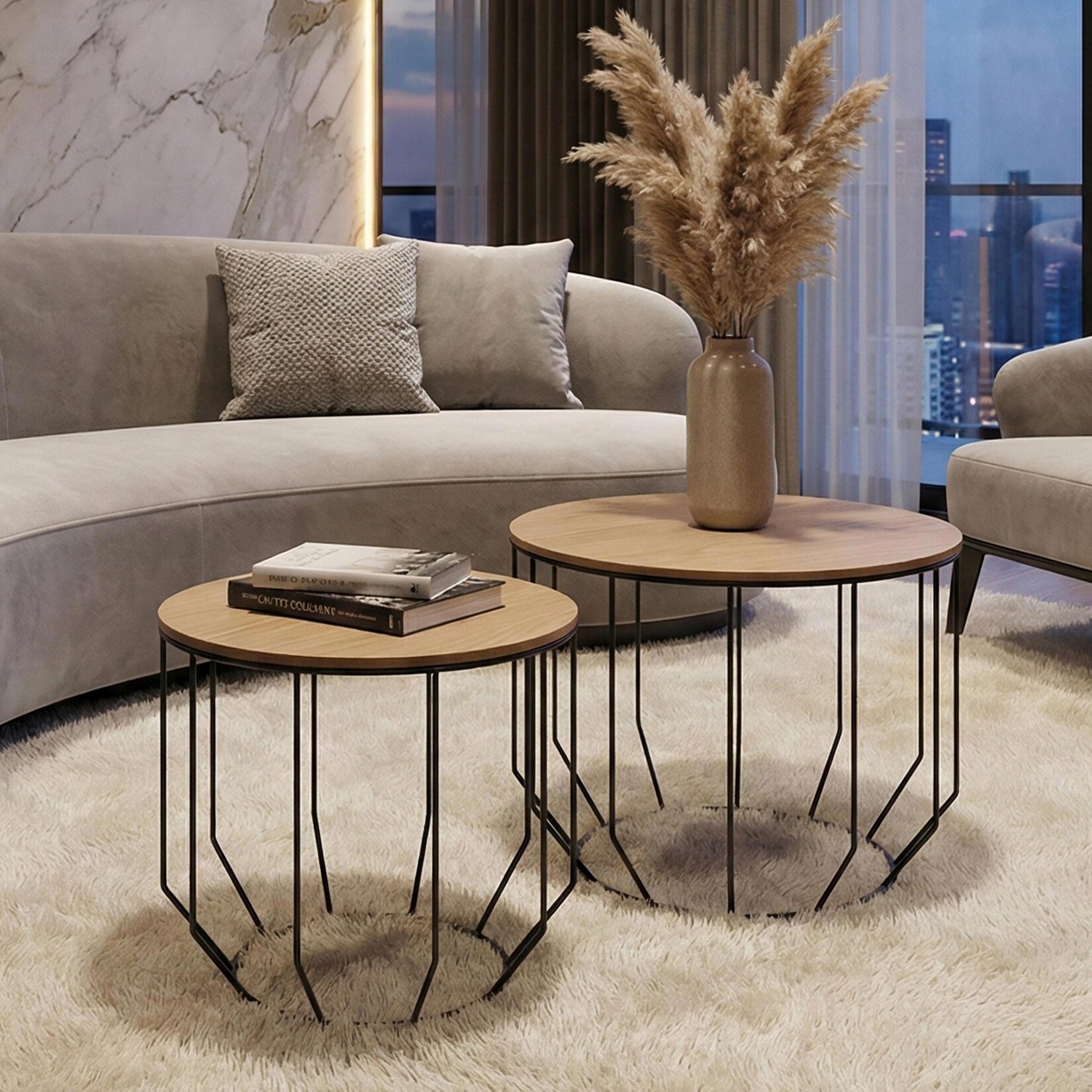 MCA 2er-Set Couchtisch MCW-P58, Beistelltisch Kaffeetisch Loungetisch, Industrial Metall Holz Eiche | 04057651817446