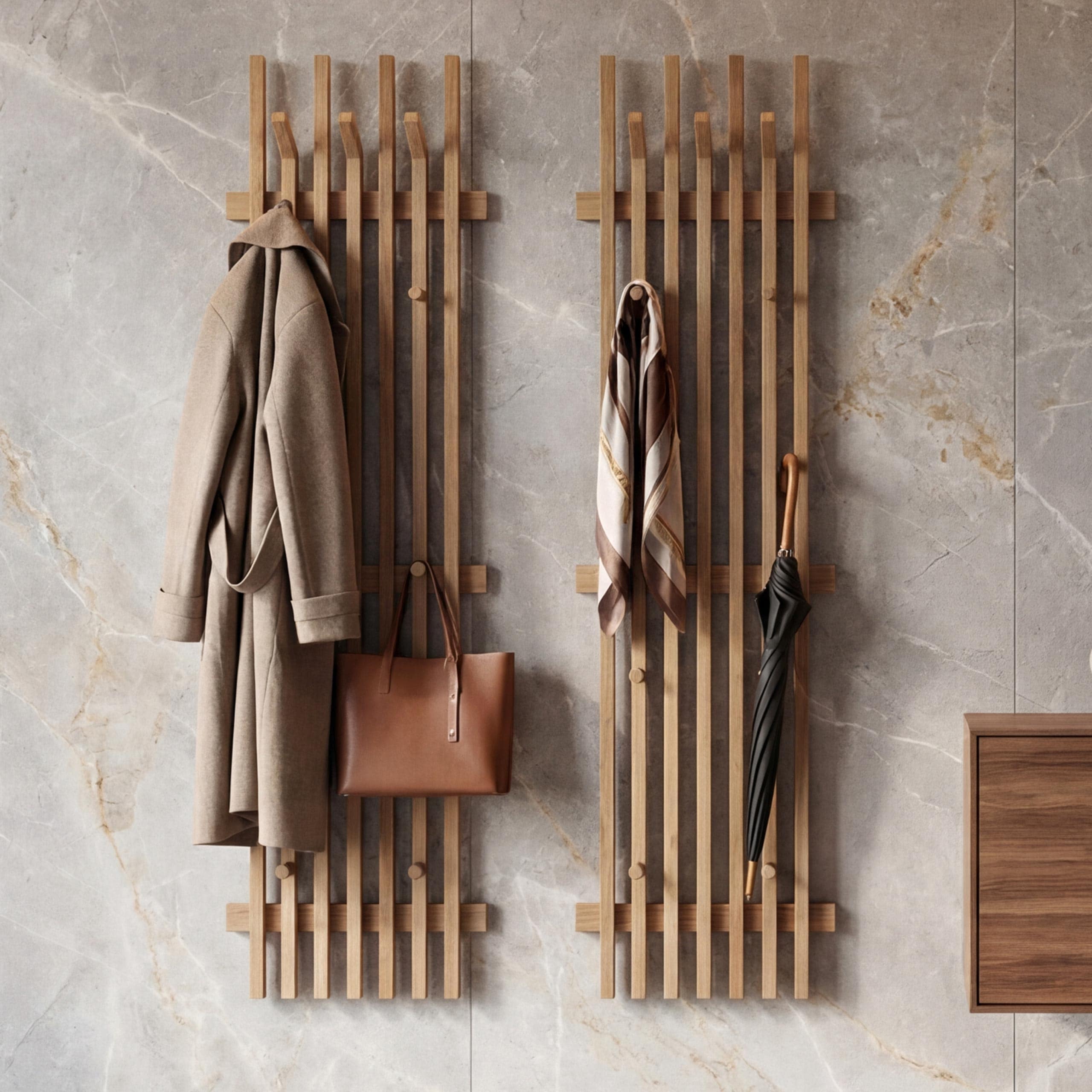 MCA 2er-Sets Garderobenpaneel MCW-P57, Wandgarderobe Garderobenleiste, Massiv-Holz 135x40cm Eiche ~ natur - Bild 1