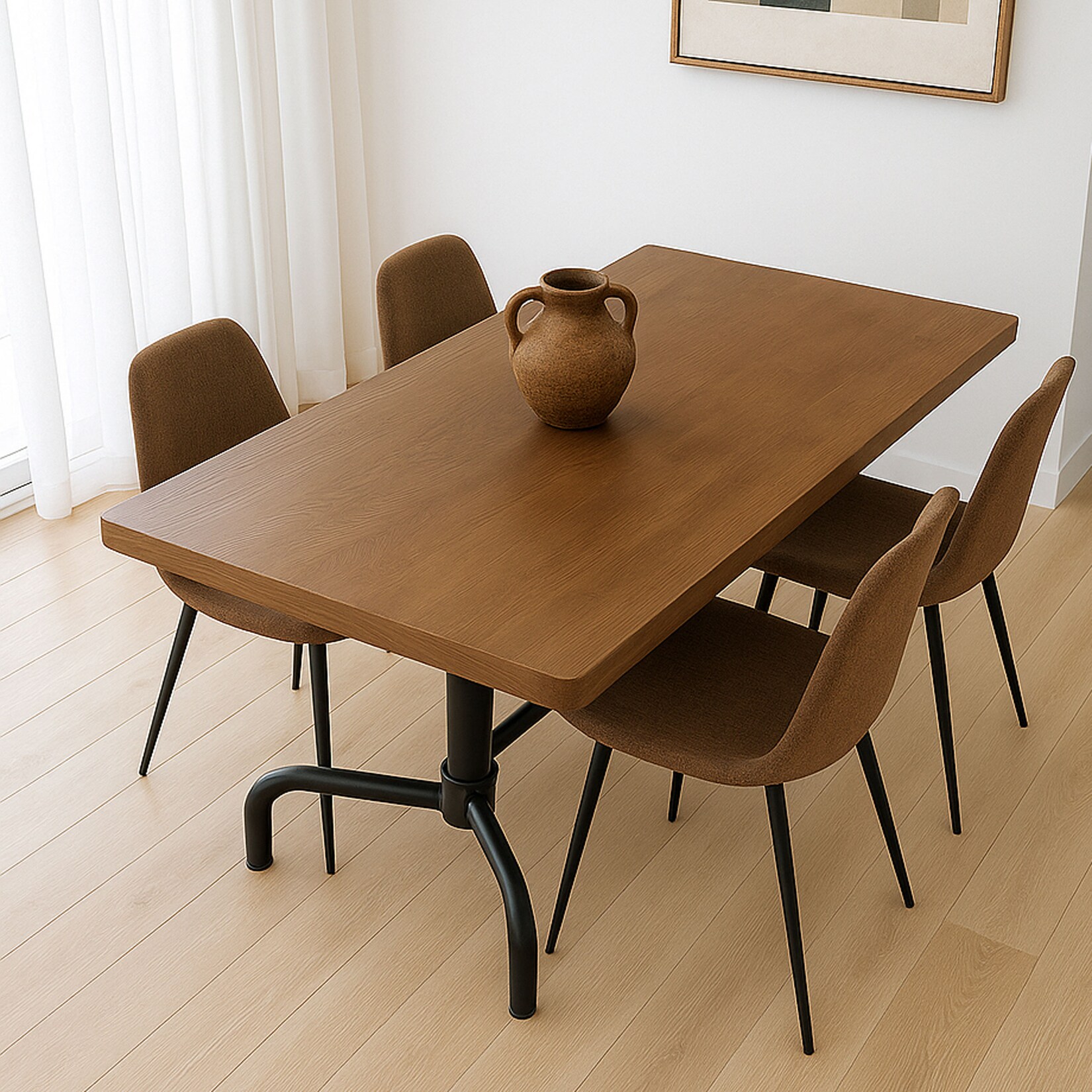 Esszimmertisch MCW-P31, Tisch Esszimmertisch, Industrial Holz 140x80cm ~ natur, schwarzes Gestell | 04057651803425