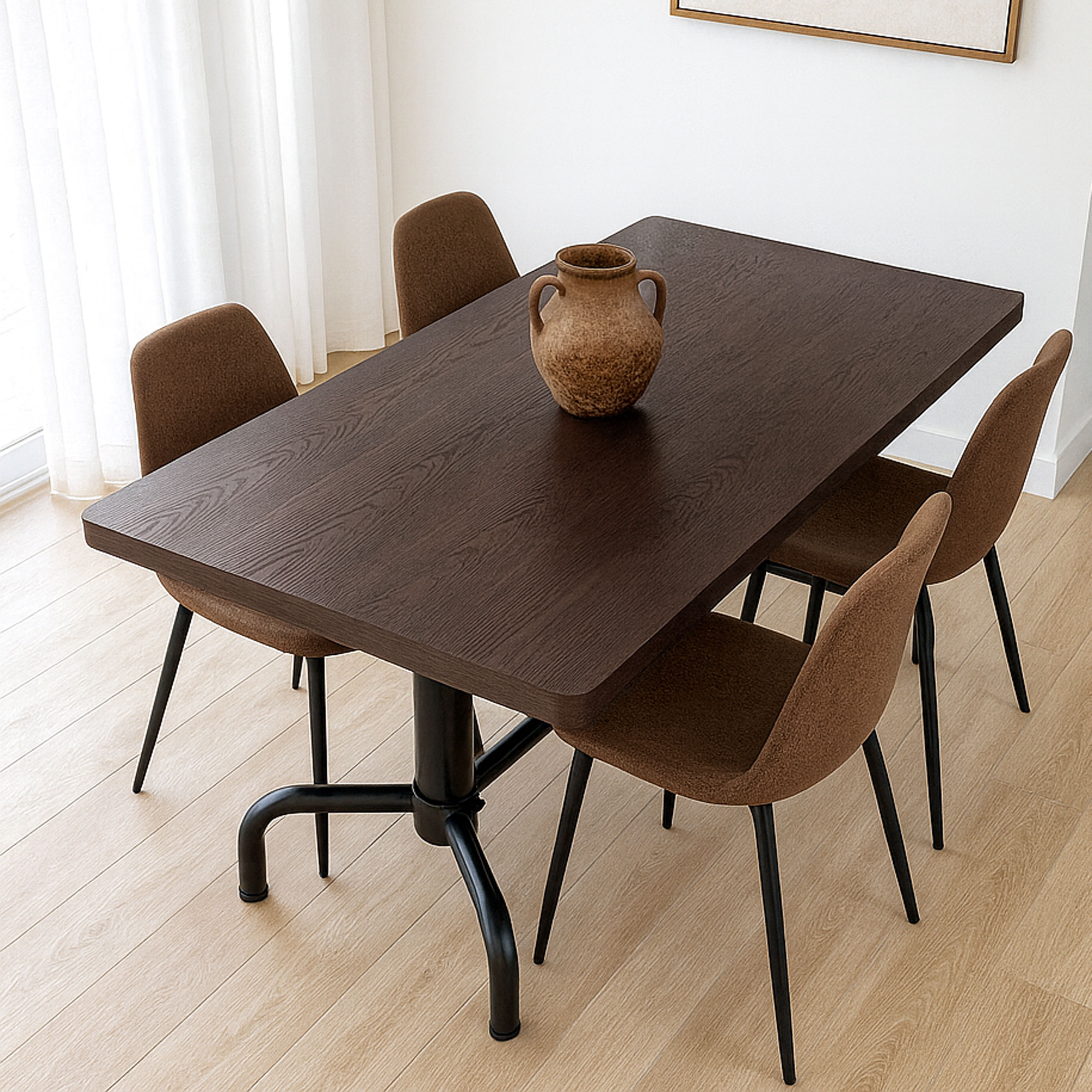 Esszimmertisch MCW-P31, Tisch Esszimmertisch, Industrial Holz 140x80cm ~ dunkel, schwarzes Gestell - Bild 1