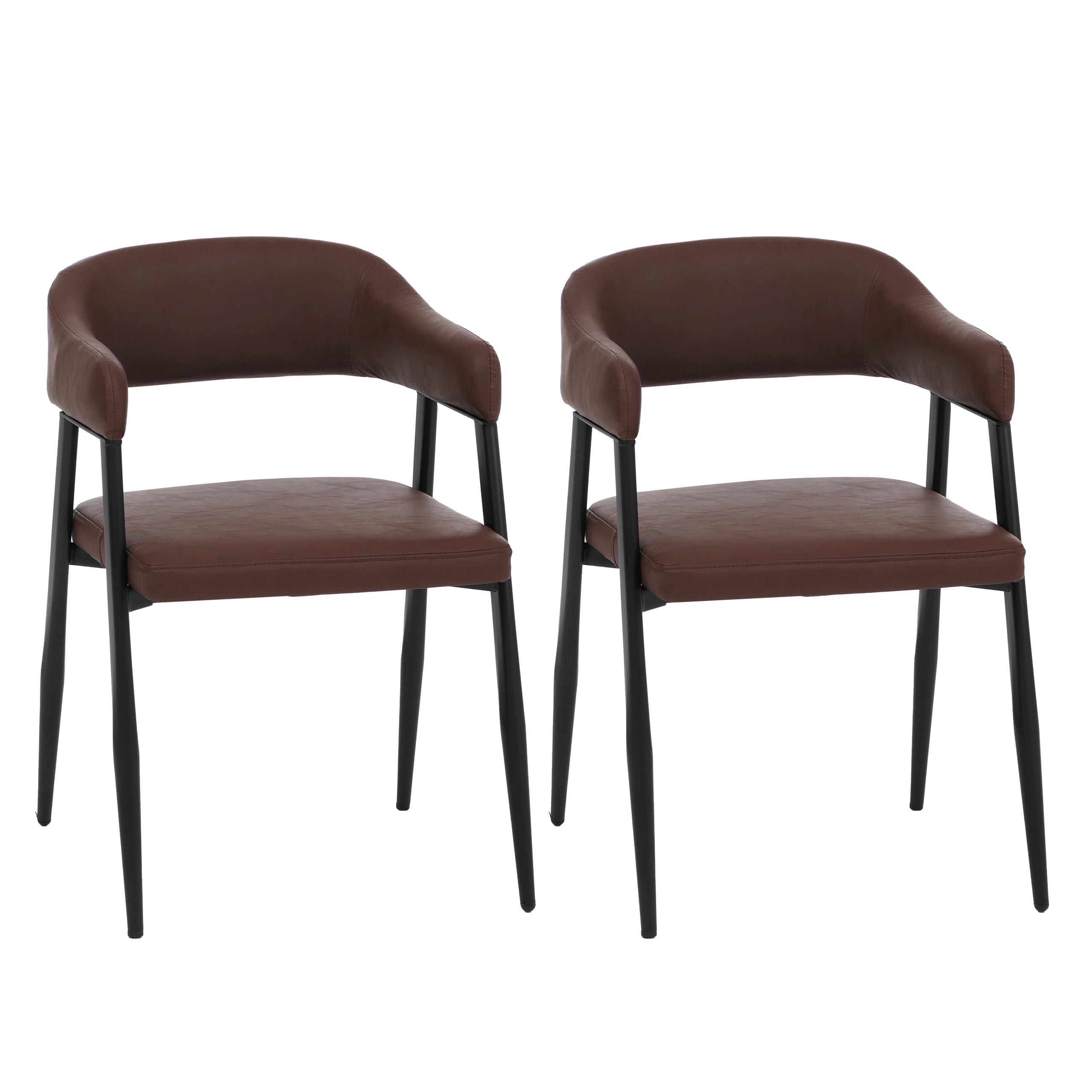 2er-Set Esszimmerstuhl MCW-P29, K&uuml;chenstuhl Lehnstuhl Polsterstuhl, Industrial Retro Vintage Kunstleder ~ rostrot - Bild 1