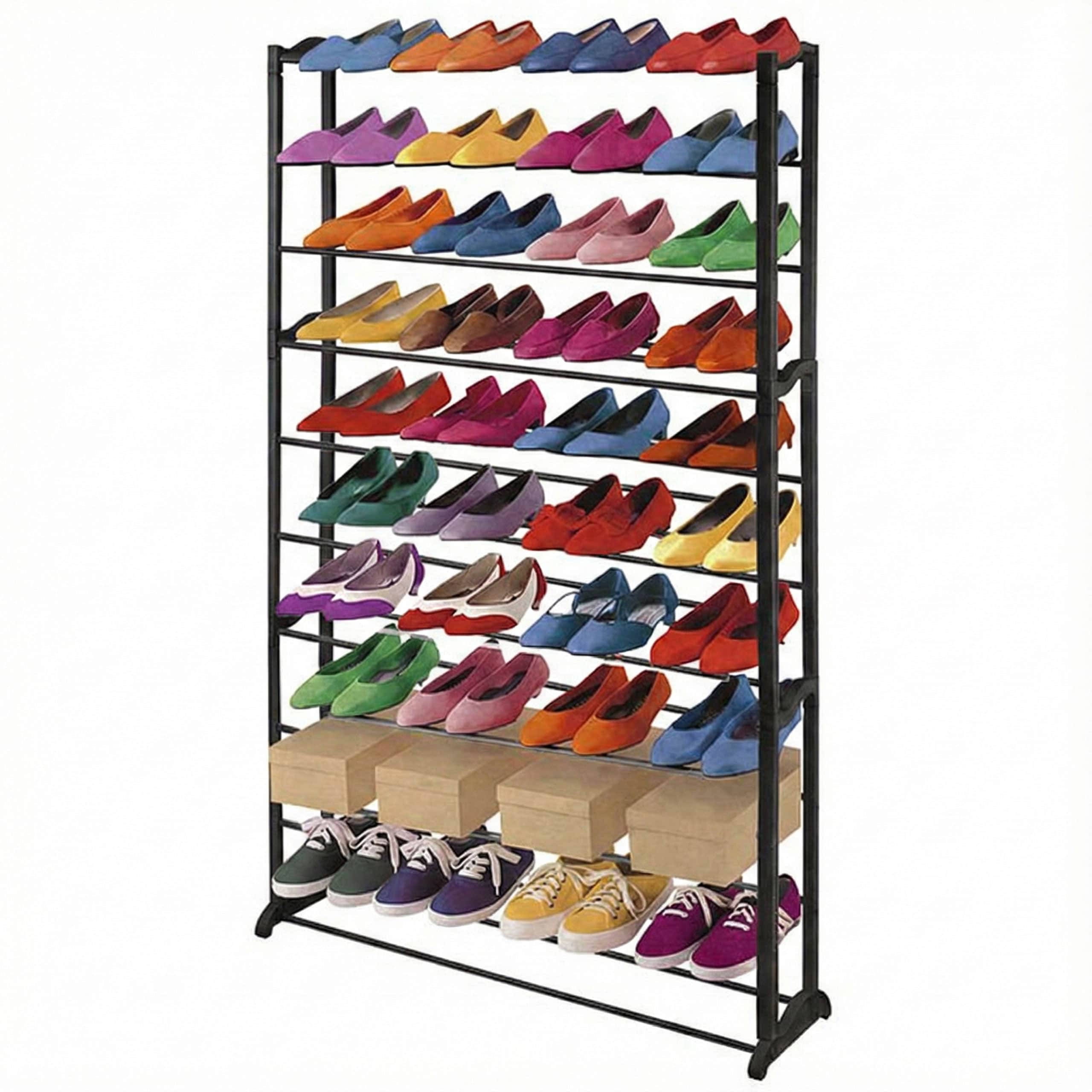 Schuhregal Schuhablage, Kunststoff, Metall Querstreben, f&uuml;r 40 Paar Schuhe ~ schwarz - Bild 1