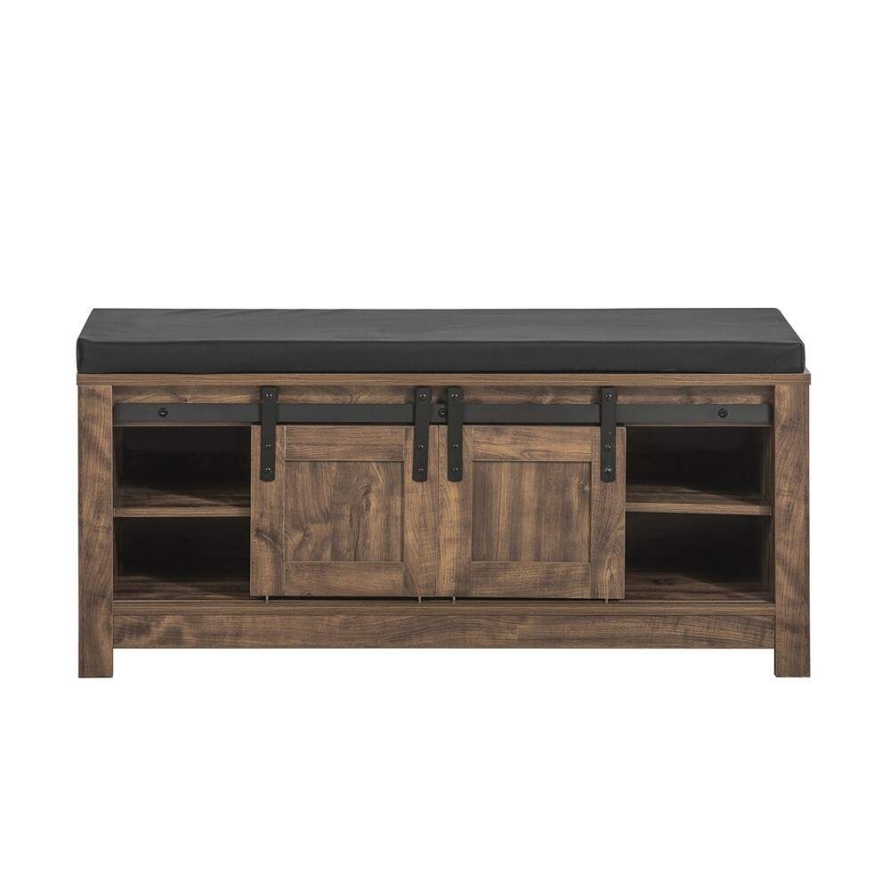 SoBuy Schuhbank mit 2 T&uuml;ren Holzfarbe 35x100,99x46cm Vintage - Bild 1