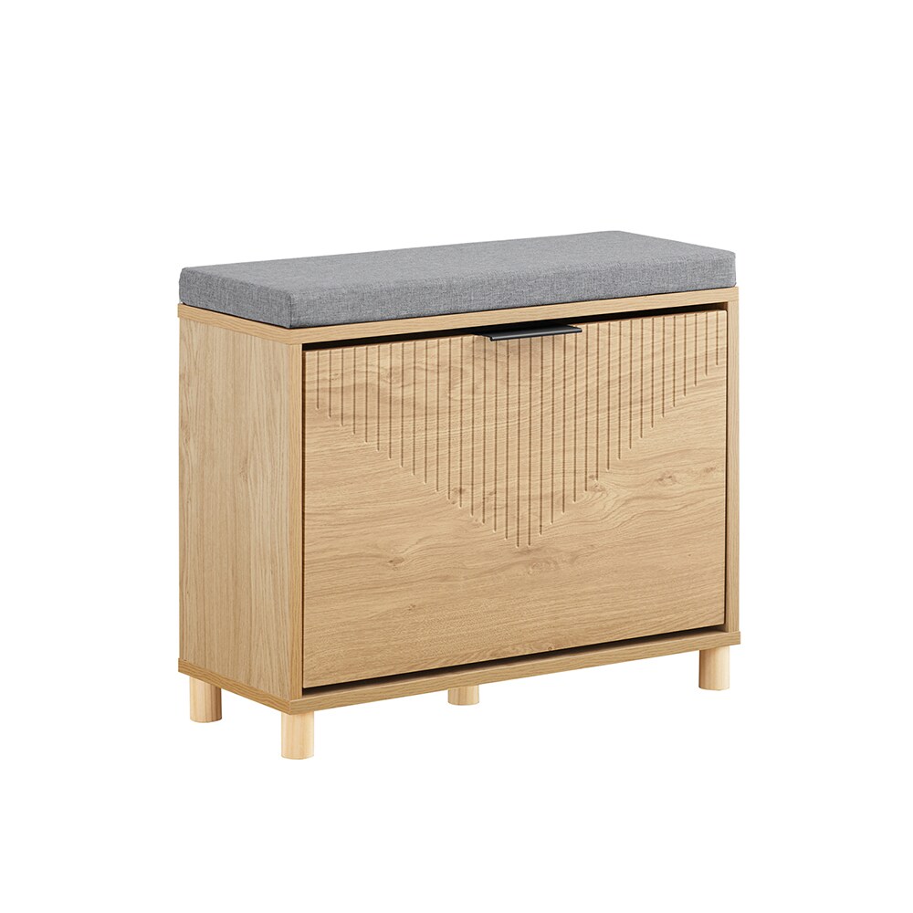 SoBuy Schuhbank mit 1 Tür Holzfarbe 60x24x50cm Modern
