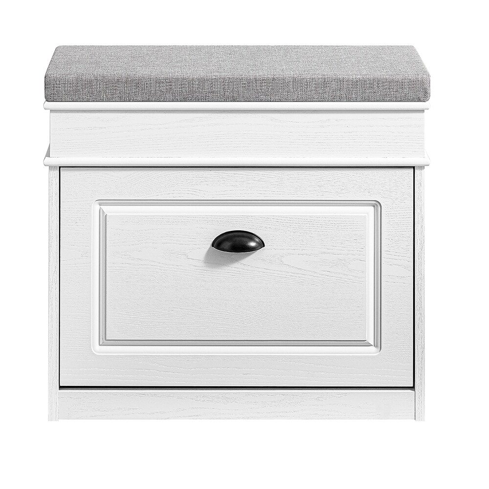 SoBuy Schuhbank mit 1 Schublade Weiß 61x24x51cm Funktional