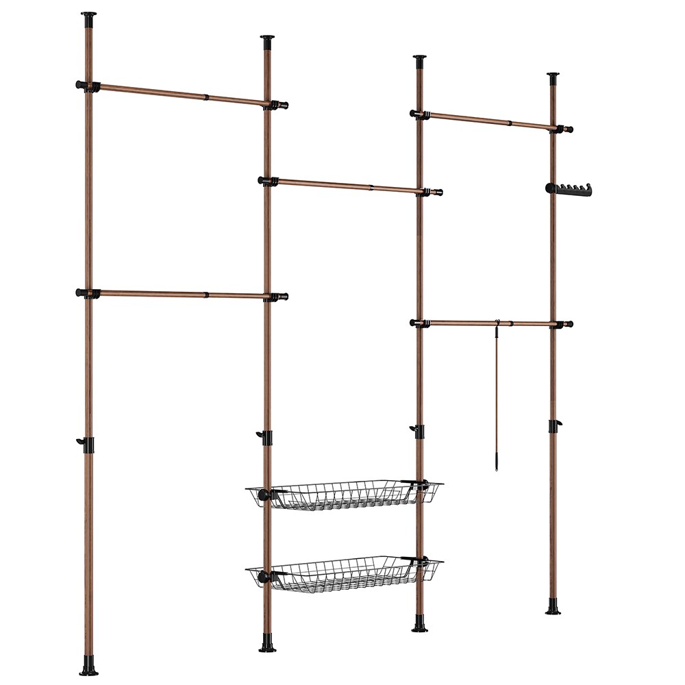 SoBuy Garderobenst&auml;nder mit 2 Ablagen Braun Funktional - Bild 1