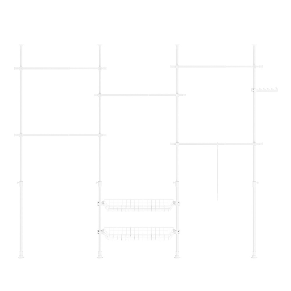 SoBuy Garderobenständer mit 2 Ablagen Weiß Funktional | 04251388643112