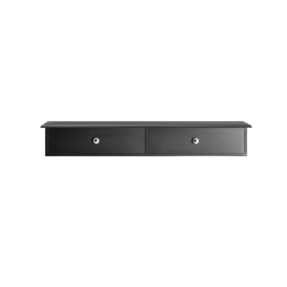 SoBuy Wandregal mit 2 Schubladen Schwarz 15,01x64,01x10,01cm Rustikal