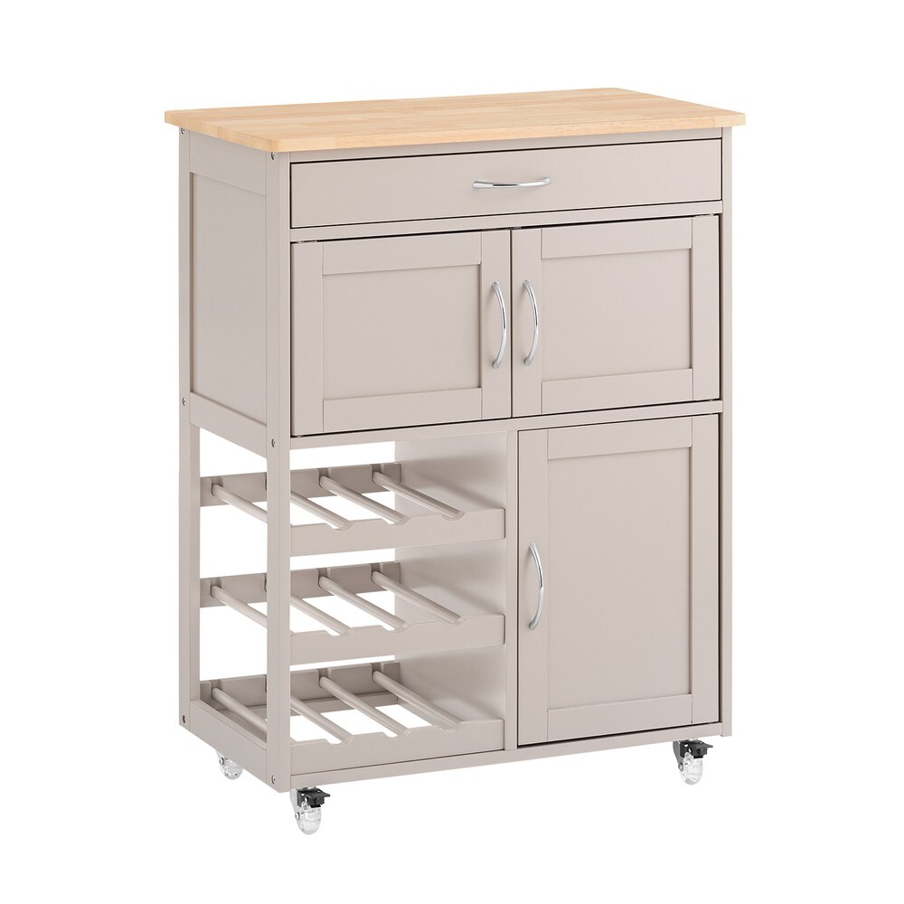 SoBuy Küchenwagen mit 1 Schublade Khaki 67x37,5x86,5cm Modern