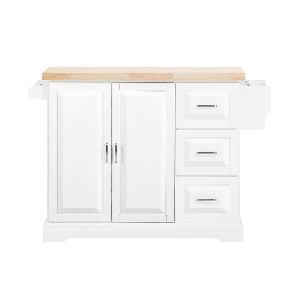 SoBuy Kücheninsel mit 3 Schubladen Weiß 128x71x90,5cm Modern | 04251388642832