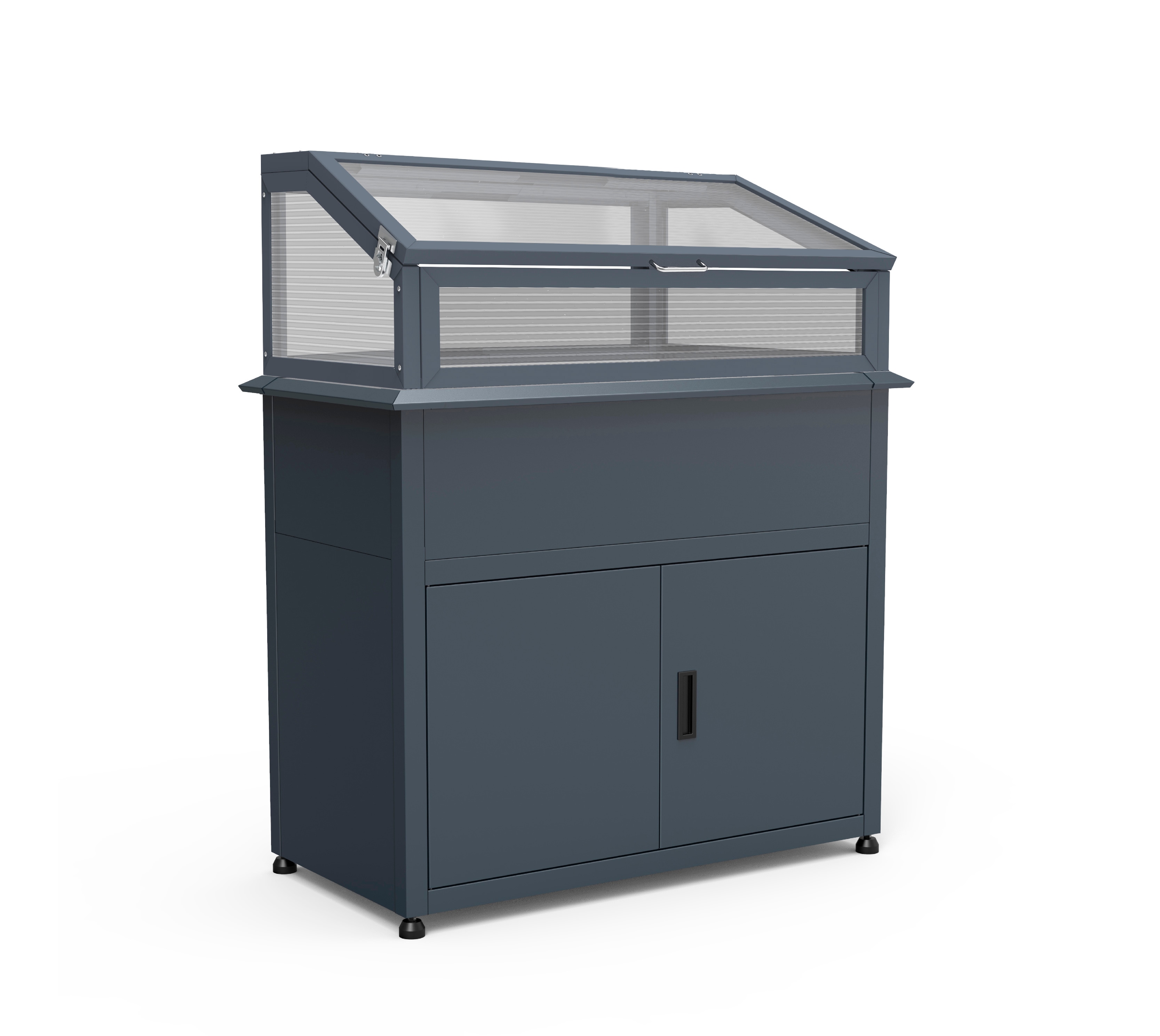 Westmann Hochbeet mit Fr&uuml;hbeetaufsatz & Stauraum Plexa Plus anthrazit | 50x100x120cm - Bild 1