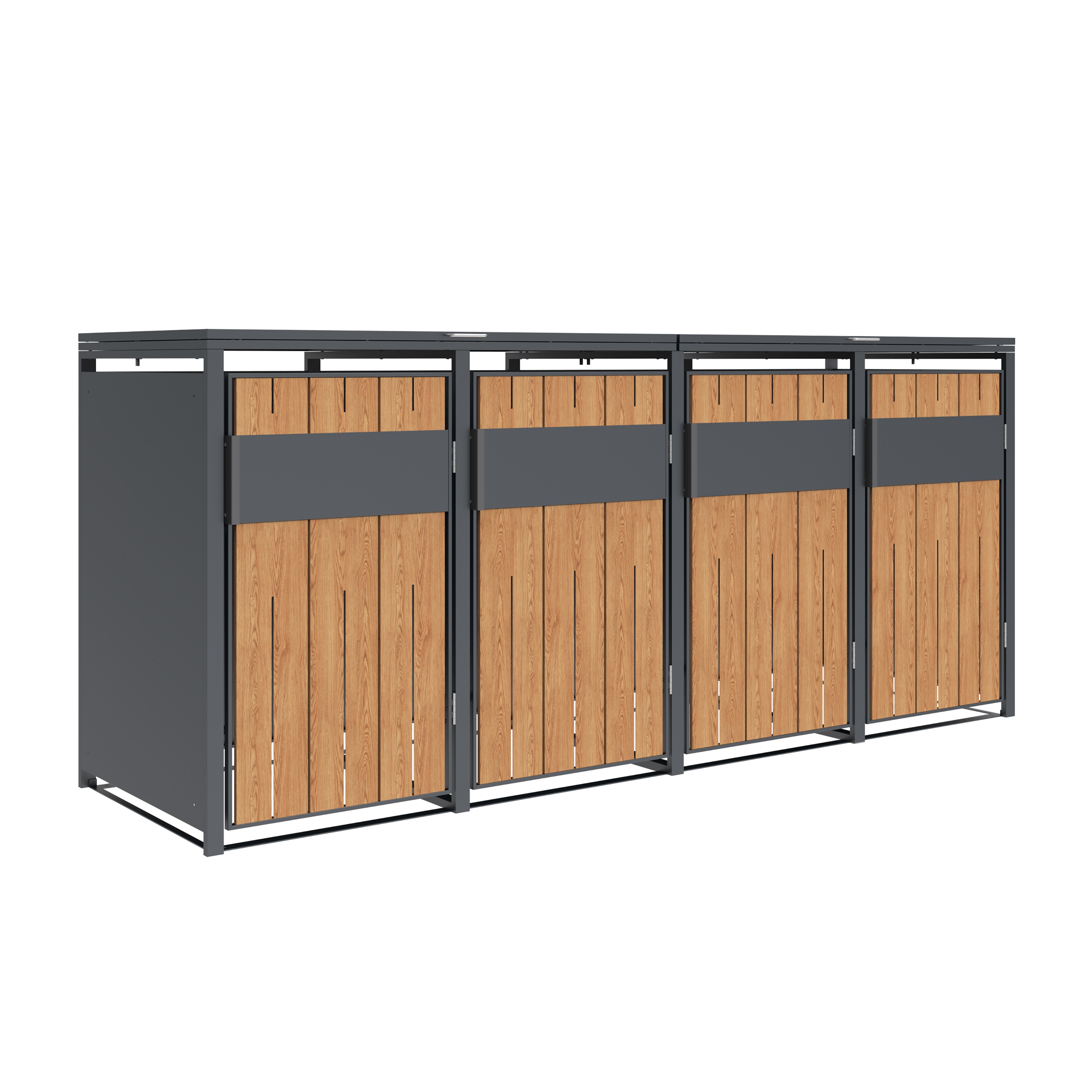 Westmann M&uuml;lltonnenbox Varius 4 | 4 x 240L Anthrazit & Holzoptik | 80x265x116cm - Bild 1