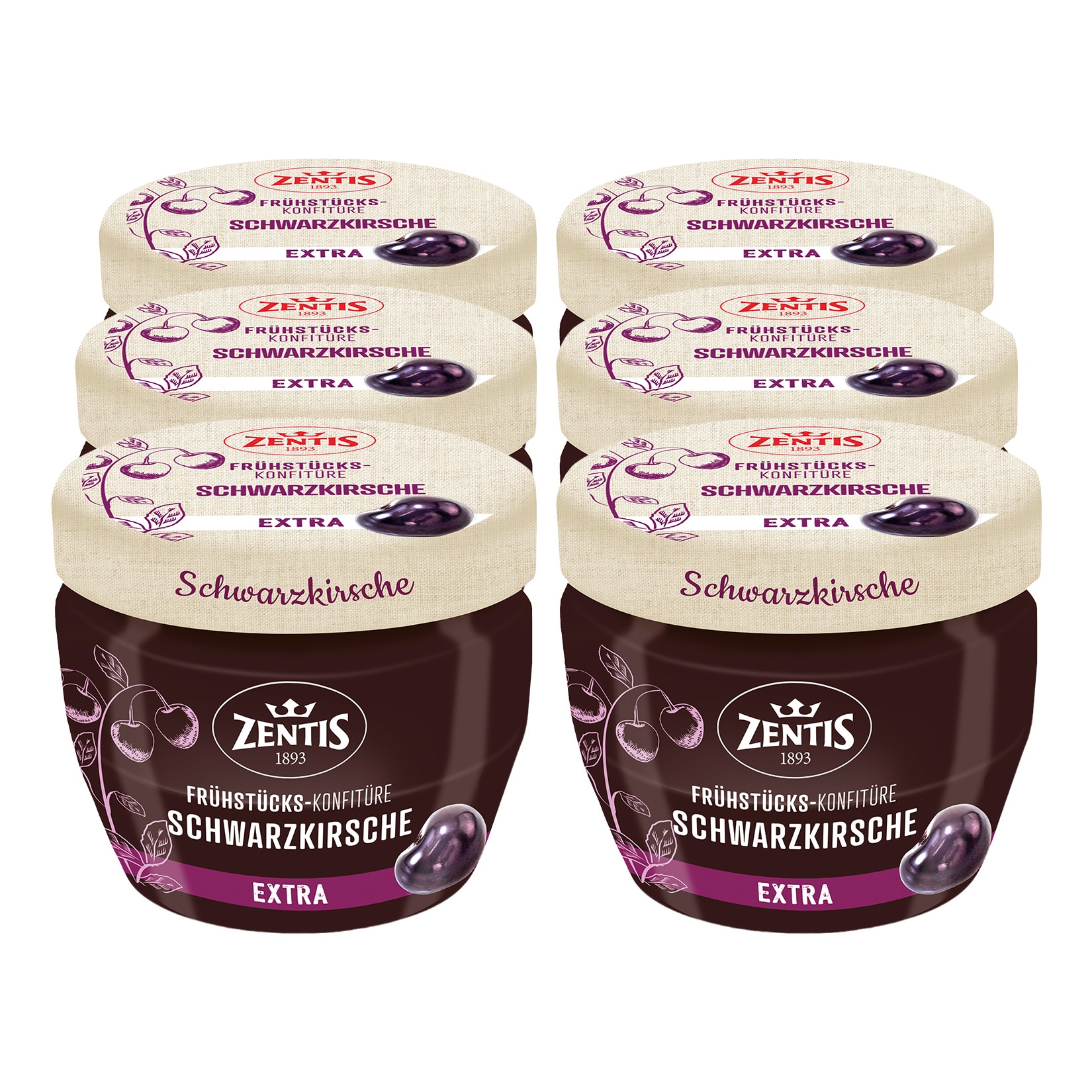 Zentis Fr&uuml;hst&uuml;ckskonfit&uuml;re Extra Schwarzkirsche 340 g, 8er Pack - Bild 1