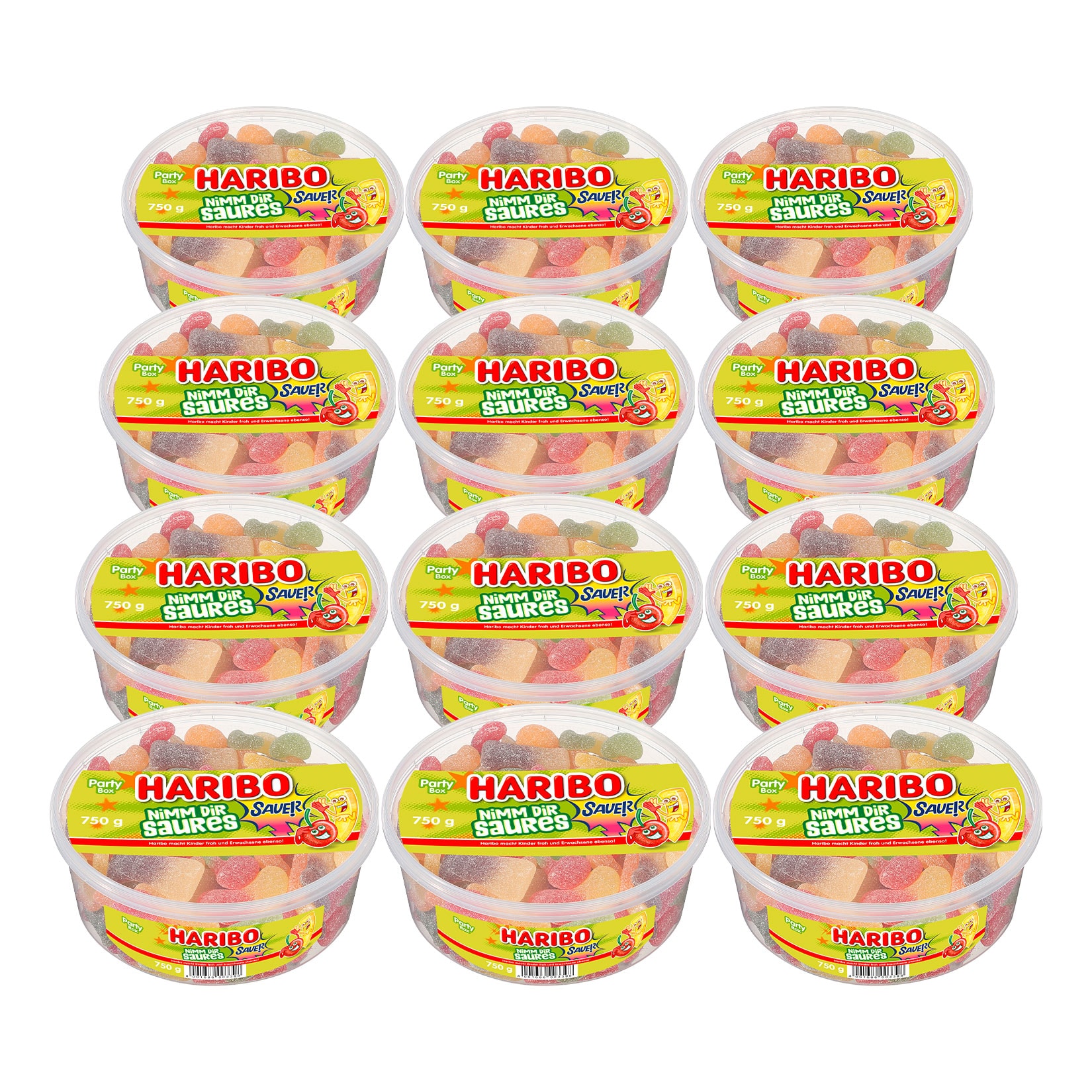 Haribo Nimm Dir Saures Party Box 750 g, 12er Pack - Bild 1