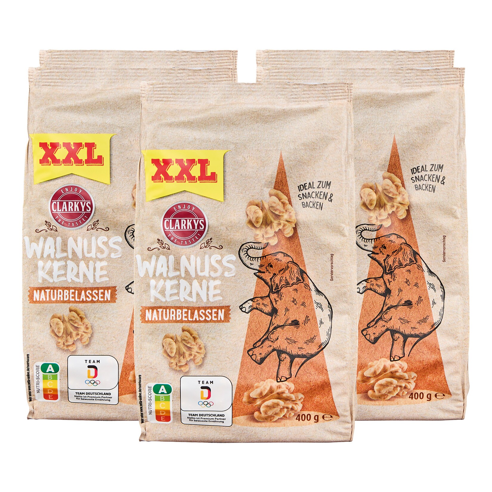Clarkys Walnusskerne XXL 400 g, 5er Pack | 04316268717908