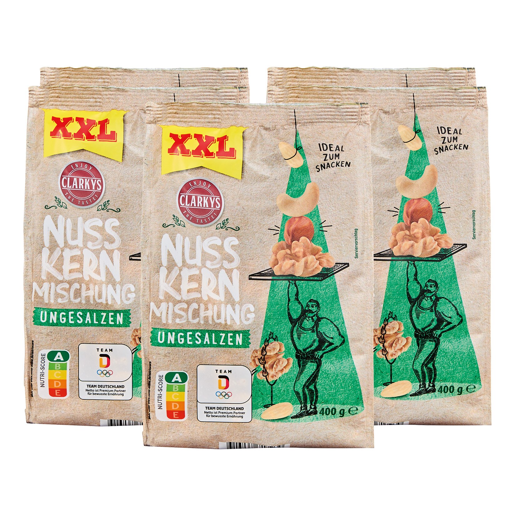 Clarkys Nusskernmischung ungesalzen XXL 400 g, 5er Pack