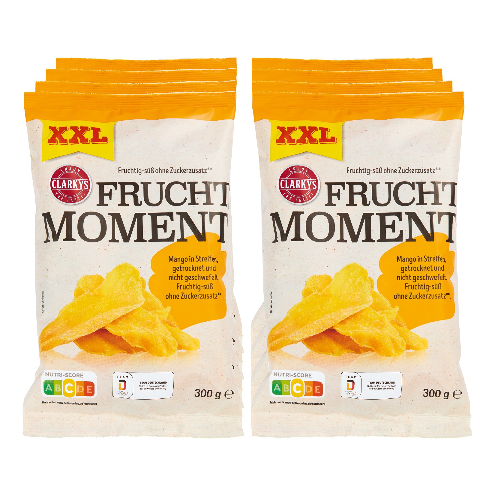 Clarkys Fruchtmoment Mangostreifen XXL 300 g, 8er Pack | 04316268732154