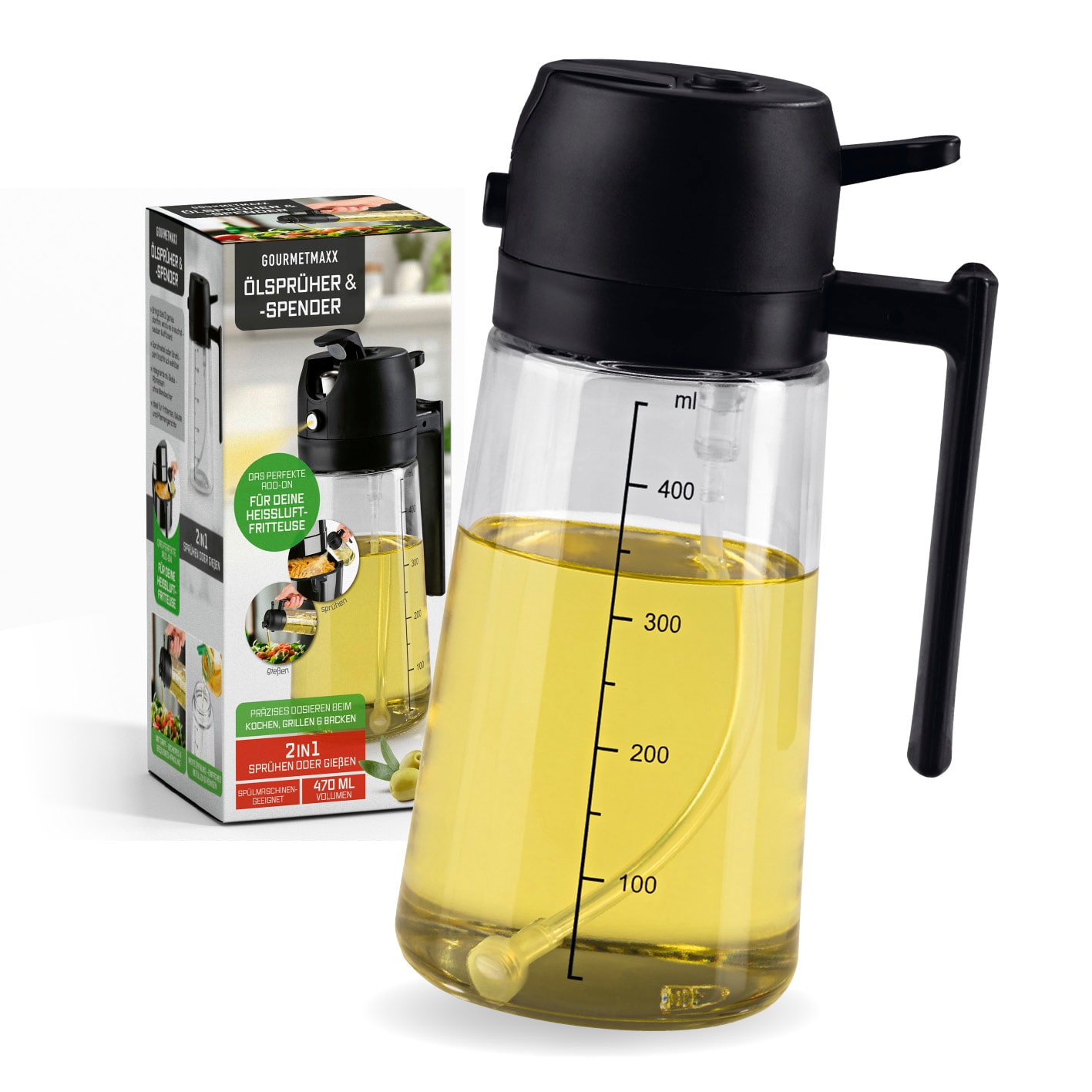 GOURMETmaxx &Ouml;lspr&uuml;hflasche 470ml schwarz - Bild 1