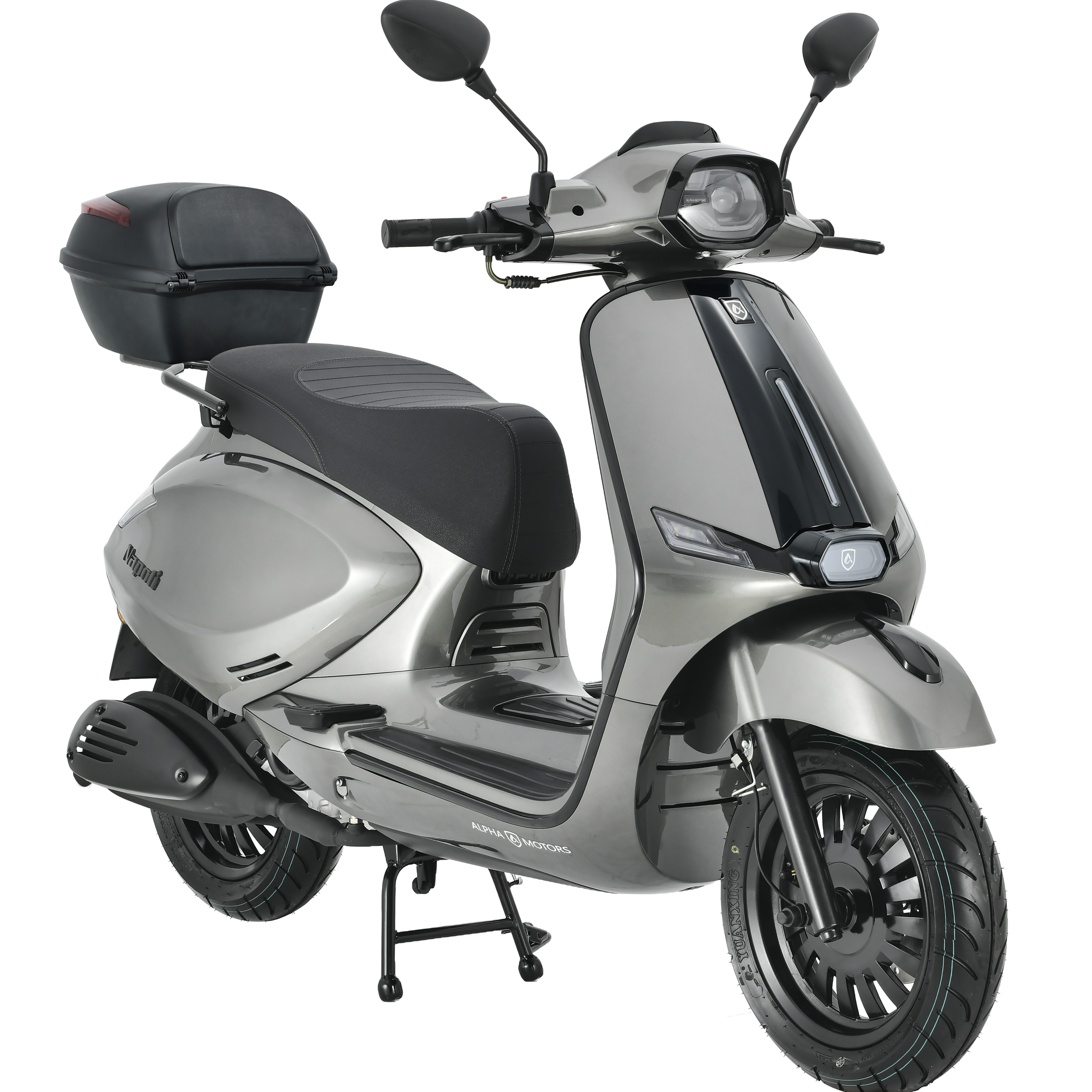 Alpha Motors Motorroller Napoli 50 ccm 45 km/h EURO 5 silber-schwarz inkl. Topcase - Bild 1