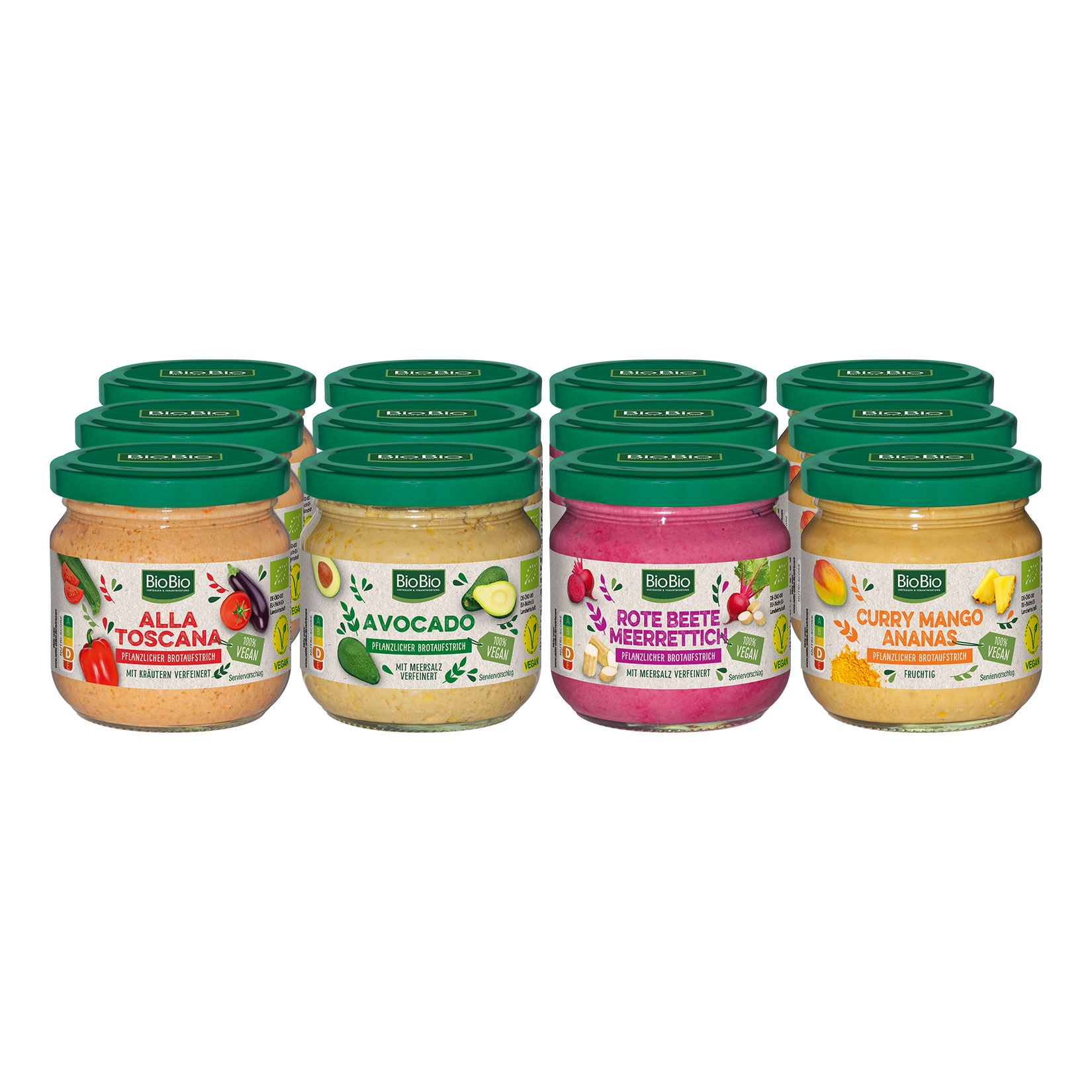 BioBio pflanzlicher Brotaufstrich 180 g, verschiedene Sorten, 12er Pack - Bild 1