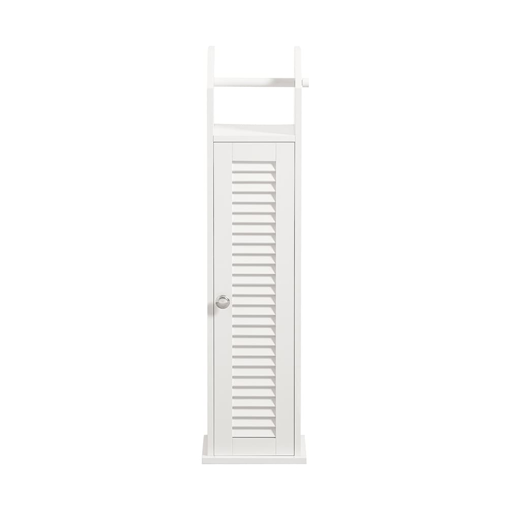 SoBuy Toilettenschrank Mit Toilettenpapierhalter Und 1 T&uuml;r Wei&szlig; 20x18x79cm Klassisch 