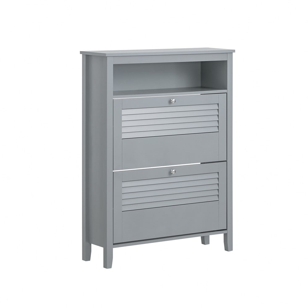 SoBuy Schuhschrank mit 2 T&uuml;ren Grau 78x24x108cm Modern 