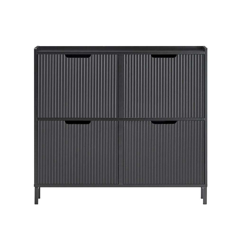 SoBuy Schuhschrank mit 4 Schubladen Schwarz 100x47x91cm Modern | 04251388633779