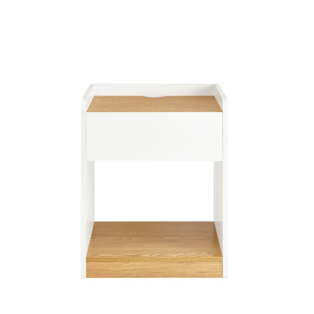 SoBuy Nachttisch mit 1 Schublade Weiß 42x40x55cm Minimalistisch