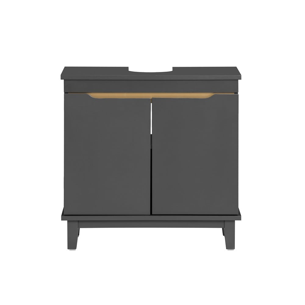 SoBuy Waschbeckenunterschrank mit 2 T&uuml;ren Dunkelgrau 55x30x59cm Modern 