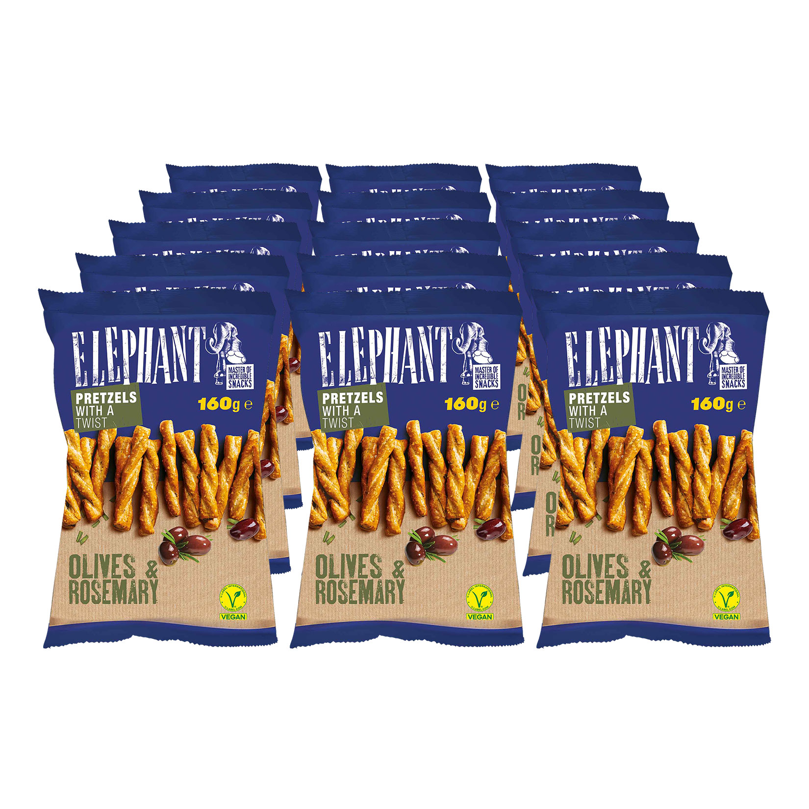 Elephant Twisted Pretzels Olive & Rosmarin 180 g, 15er Pack - Bild 1