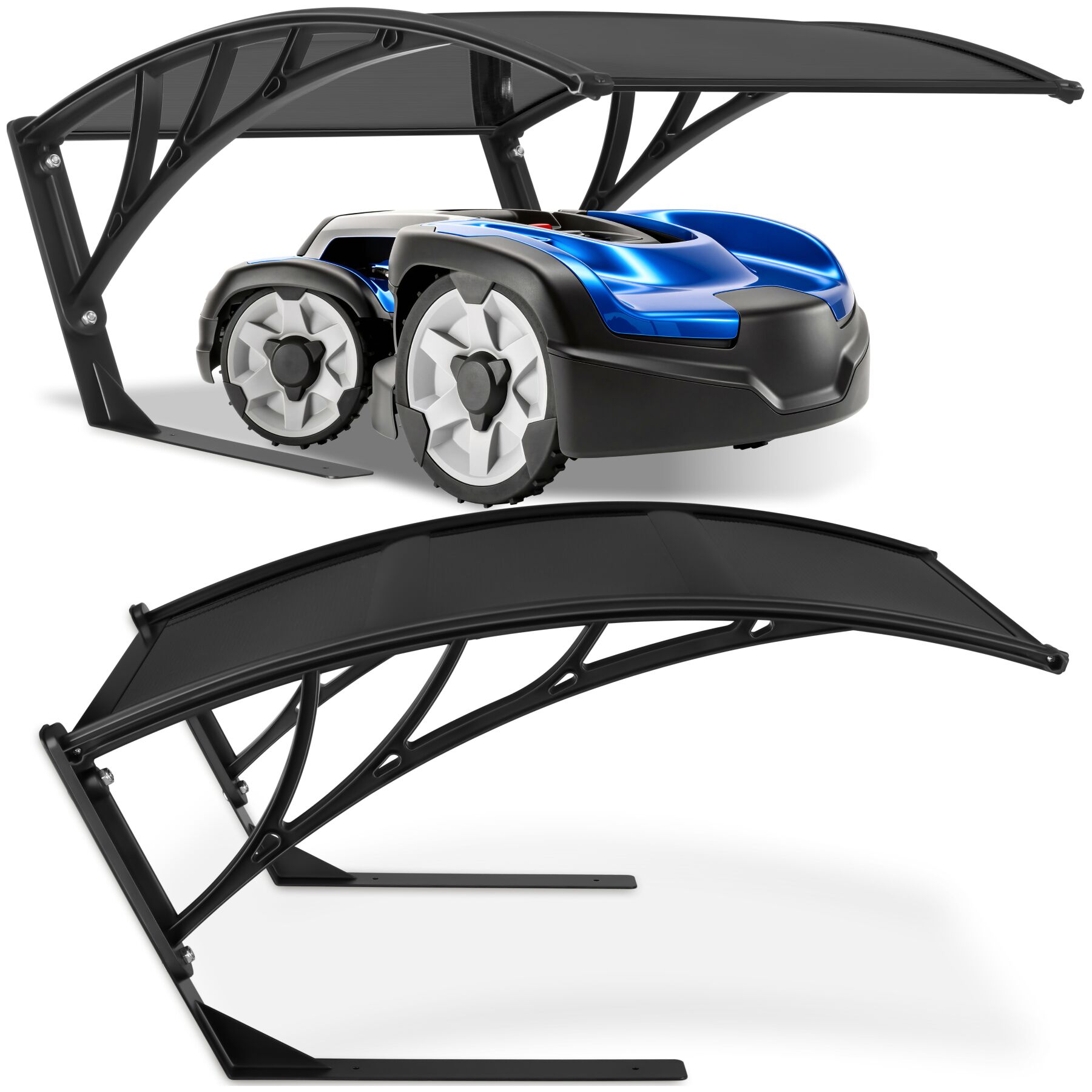 tectake&reg; Rasenm&auml;her-Roboter-Garage, gro&szlig;e Grundfl&auml;che, gew&ouml;lbtes Dach f&uuml;r optimalen Wasserablauf, Bodenverankerung m&ouml;glich, inklusive 4 Erdn&auml;geln, 81 x 100 x 48 cm - Bild 1