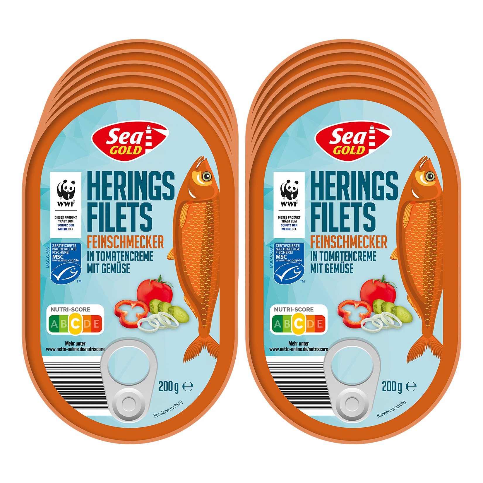 Seagold Heringsfilet Feinschmecker in Tomatencreme mit Gem&uuml;se 200g, 10er Pack - Bild 1