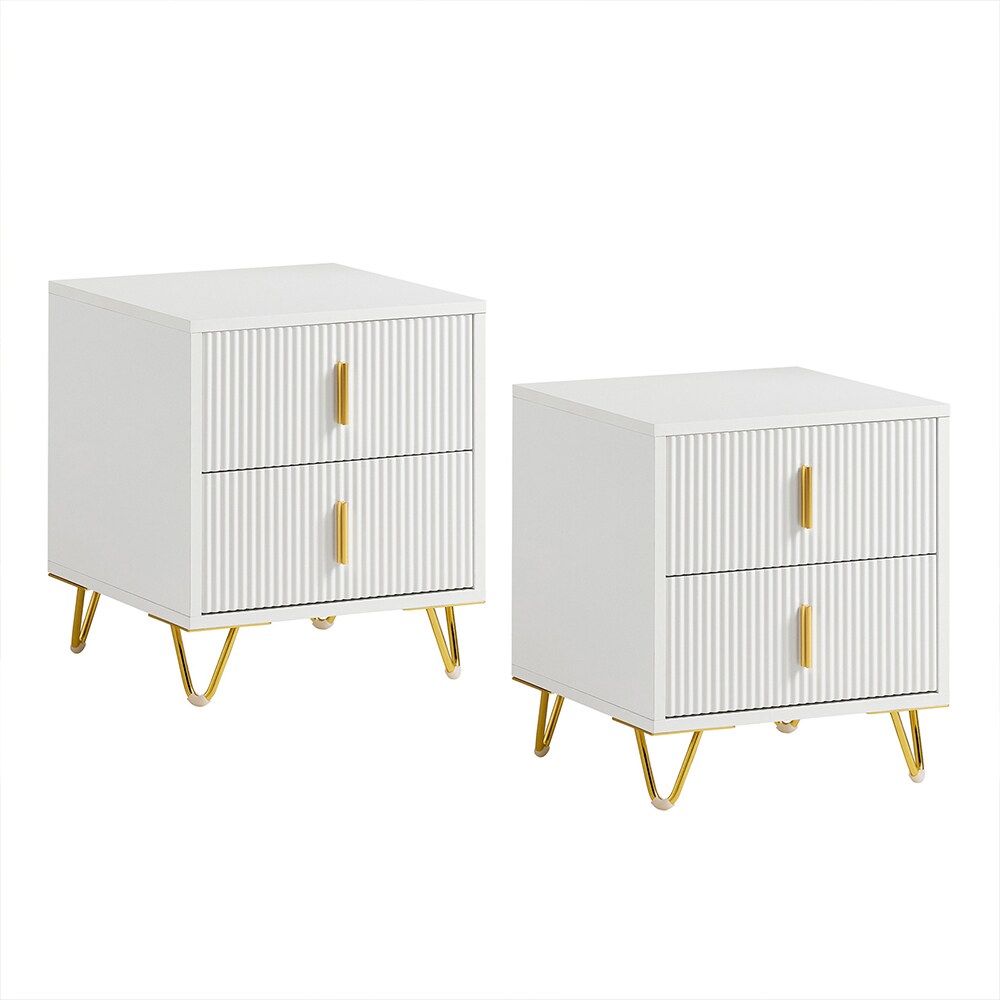SoBuy Nachttisch mit 2 Schubladen Wei&szlig; 40x40x47cm Modern - Bild 1