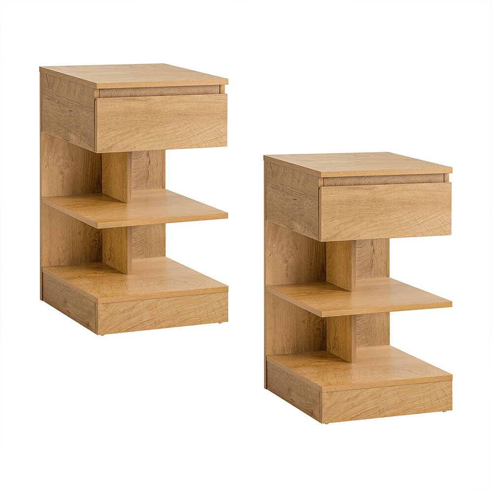 SoBuy Nachttisch-Set 2er mit 1 Schublade 39x39x65cm Nordisch | 04251388645710