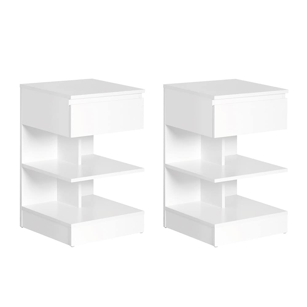 SoBuy Nachttisch-Set 2er mit 1 Schublade Wei&szlig; 39x39x65cm Minimalistisch - Bild 1