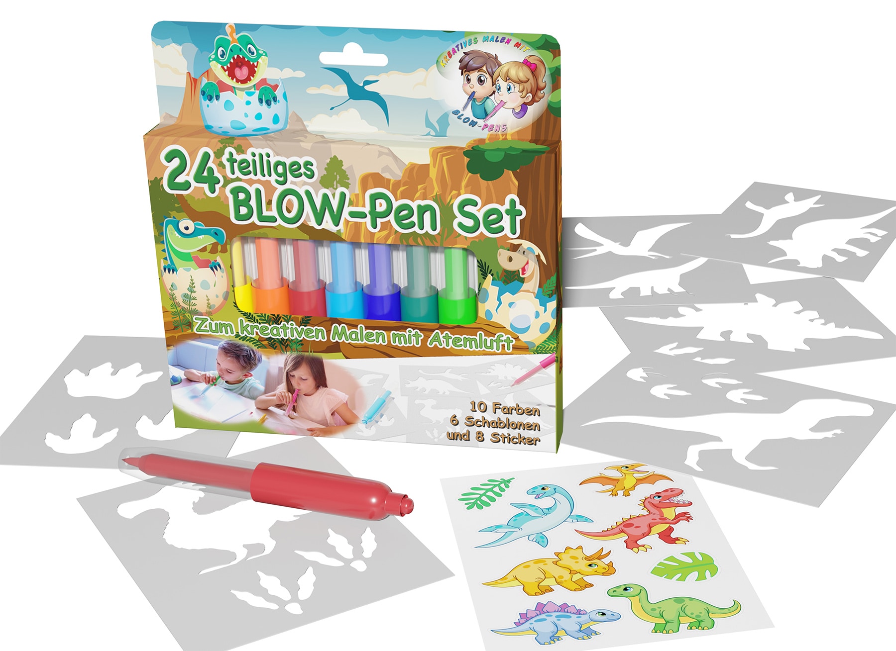 Pustestifte 10er Set Dino - Bild 1