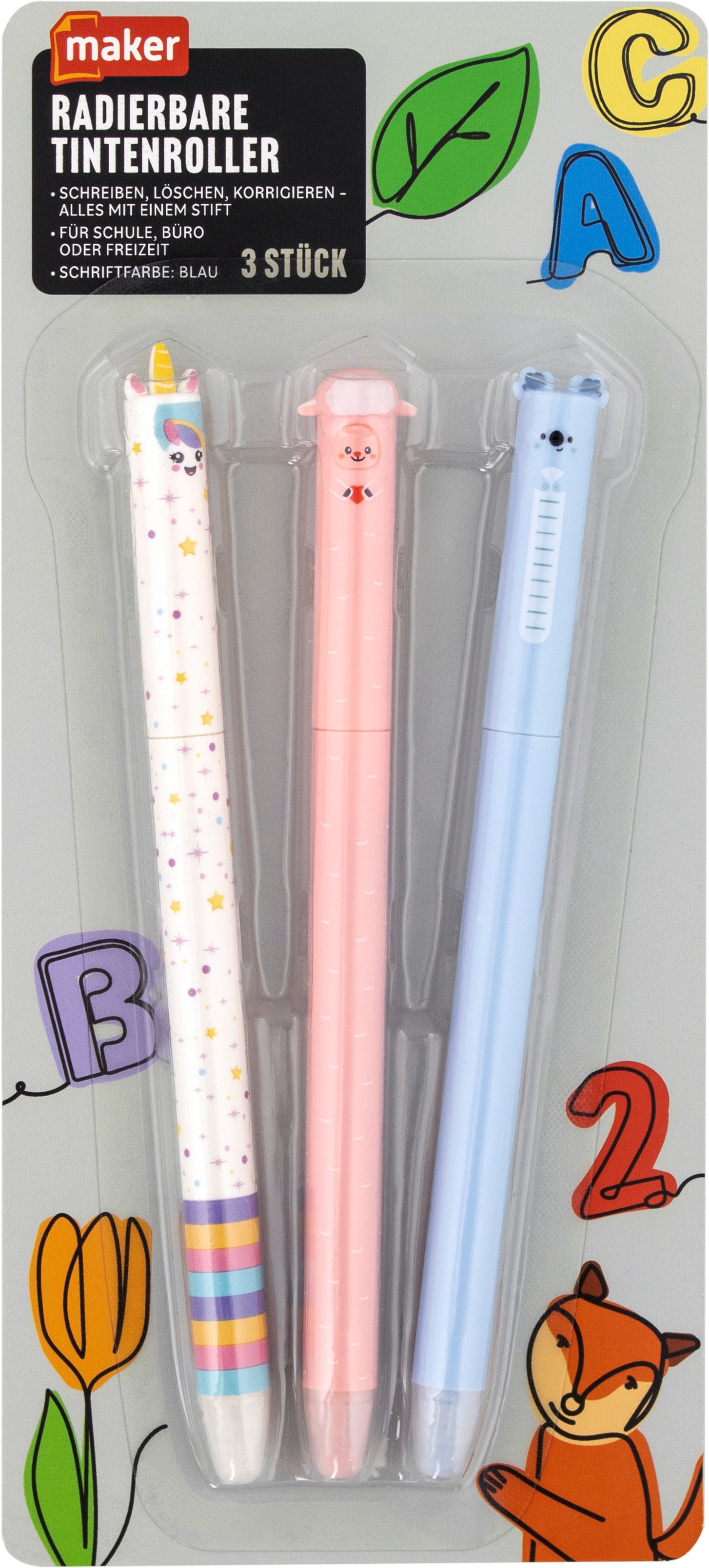 Radierbarer Tintenroller, wei&szlig;/rosa/blau - Bild 1