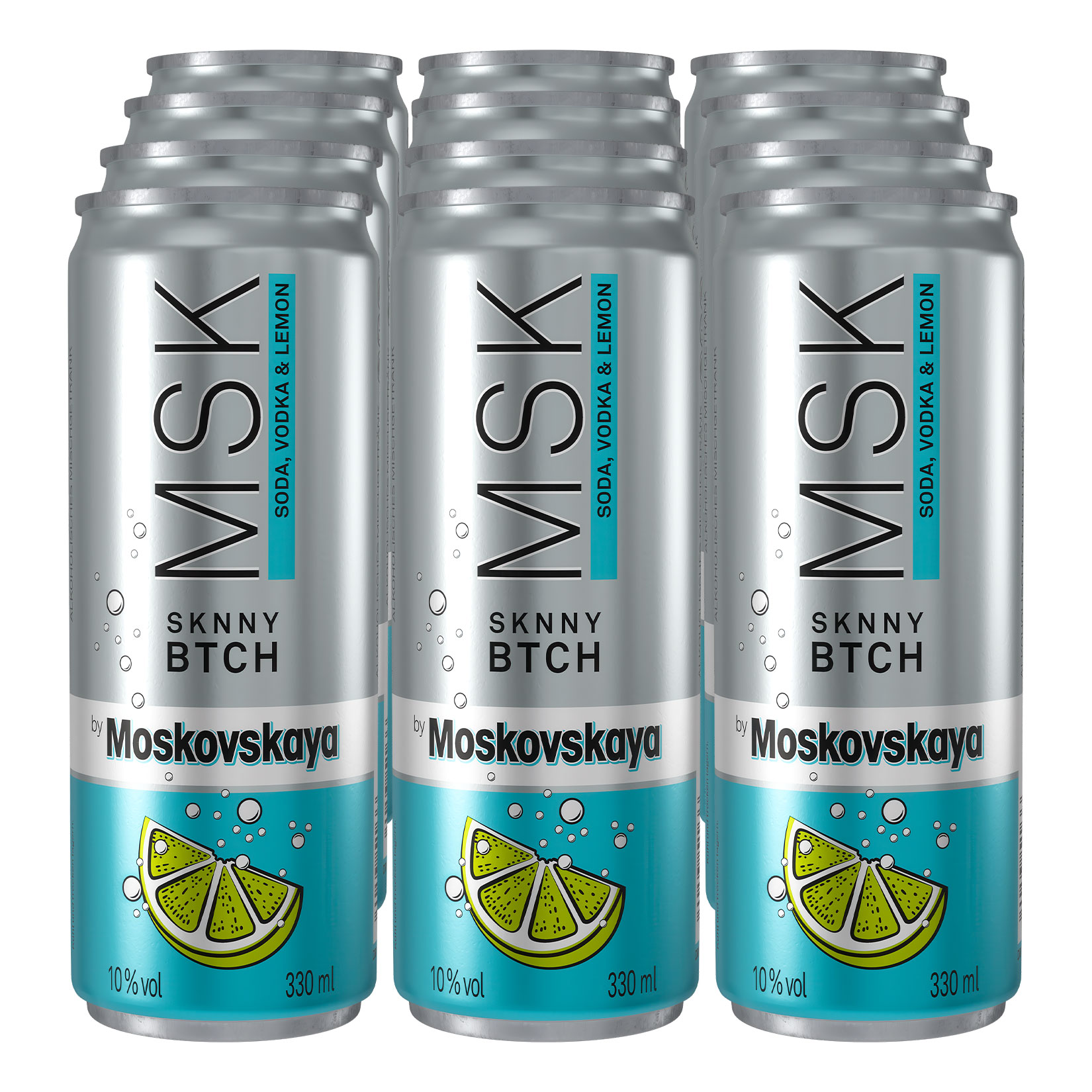 Moskovskaya SKNNY BTCH Soda, Vodka & Lemon 10,0 % vol 0,33 Liter, 12er Pack - Bild 1