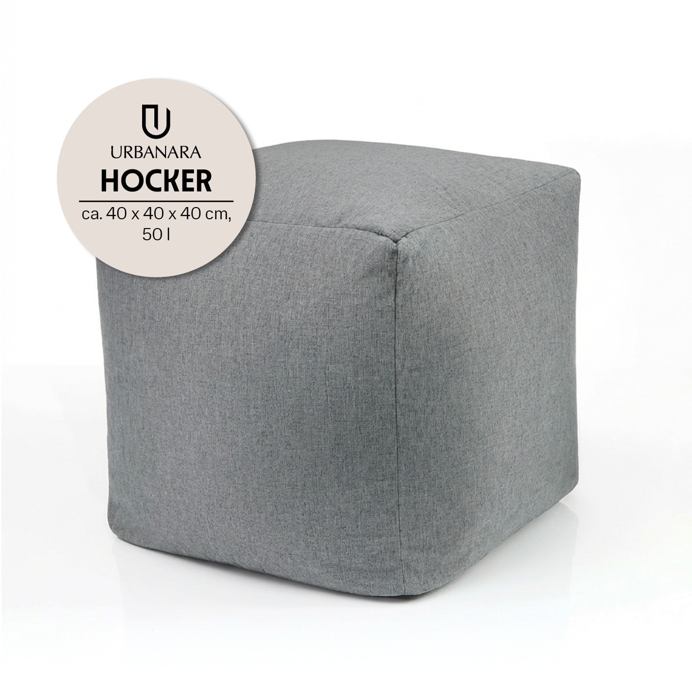 URBANARA Sitzsack-Hocker 85l grau Basic-Comfort - Bild 1